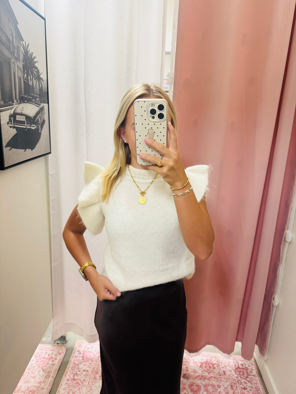 Oatmeal Flutter Sleeve Top