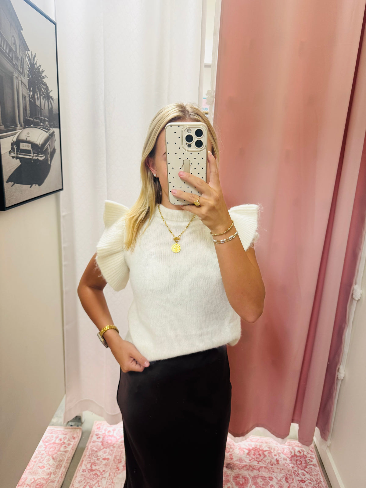 Oatmeal Flutter Sleeve Top