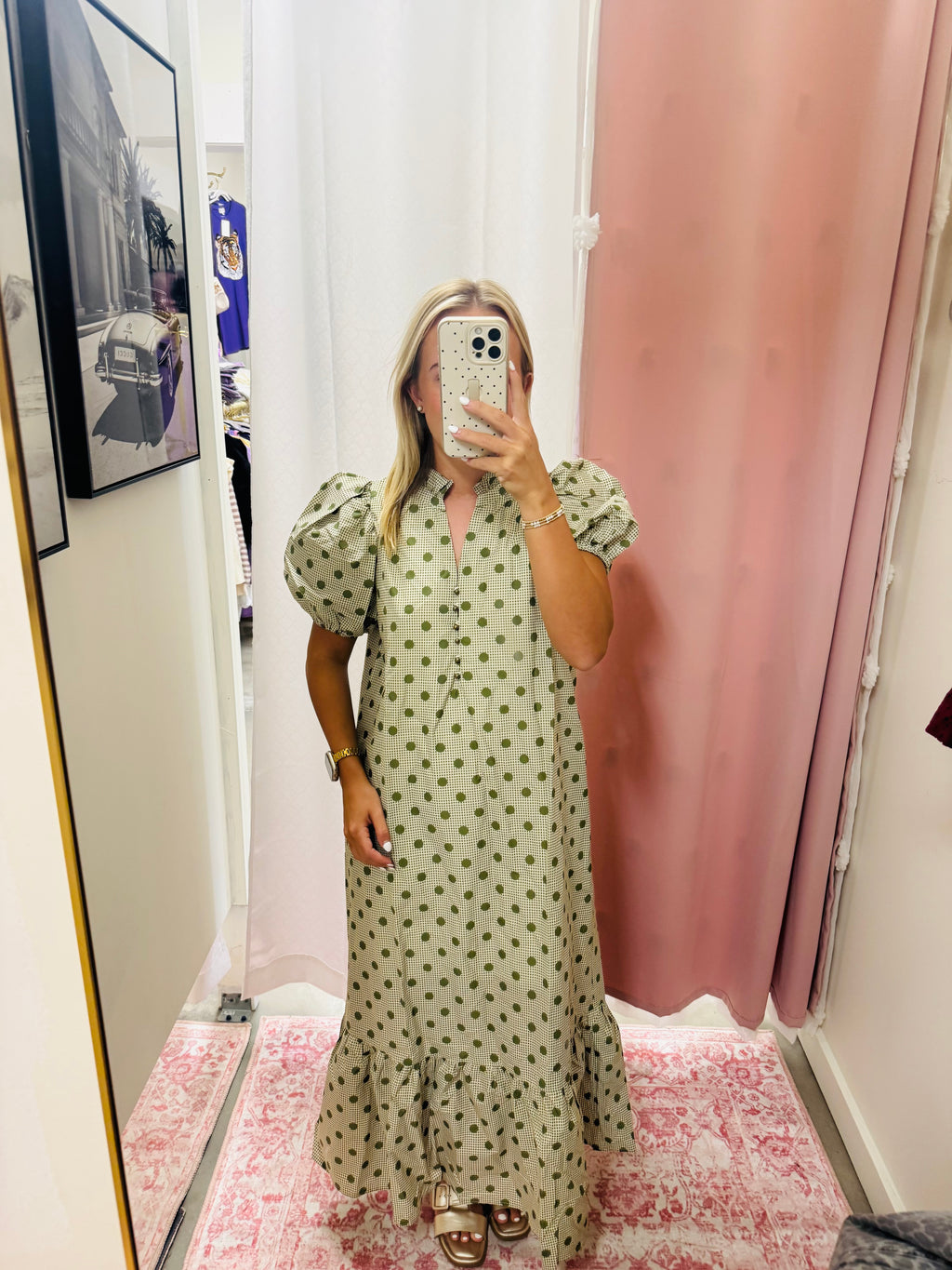 Green Polka Dot Maxi Dress