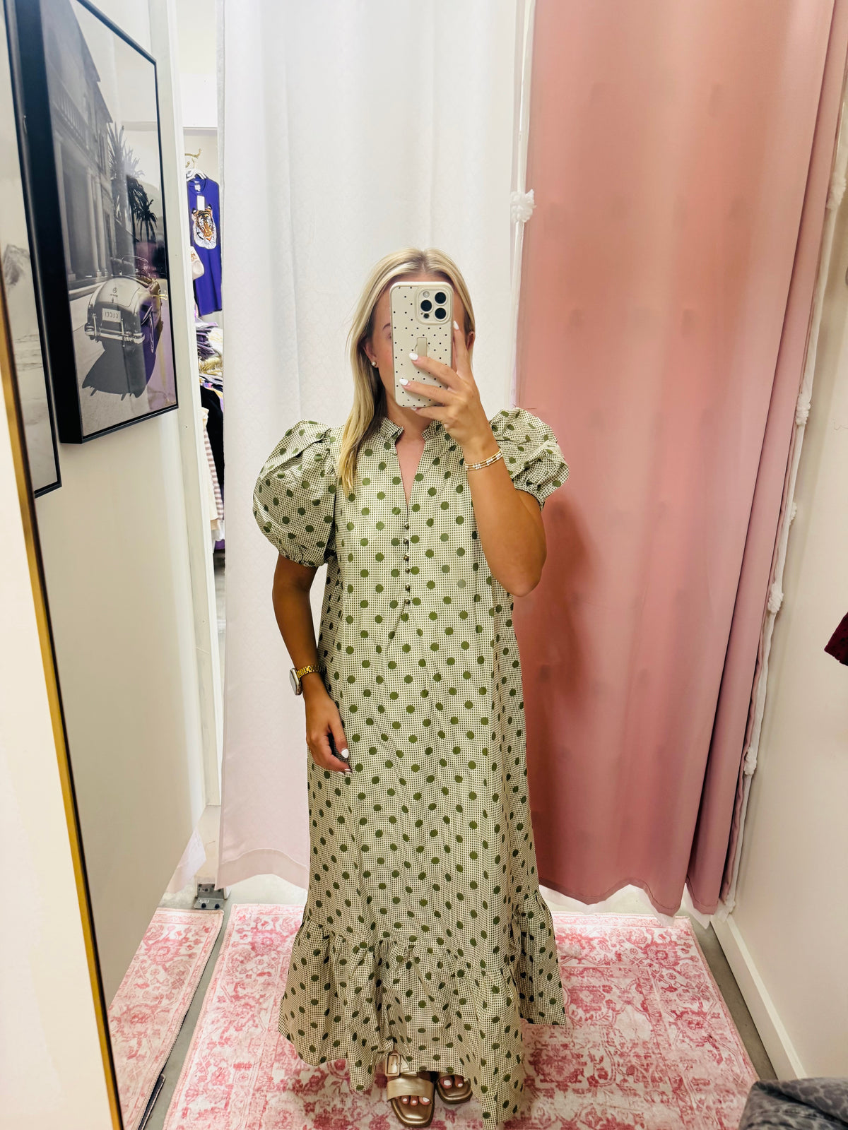 Green Polka Dot Maxi Dress