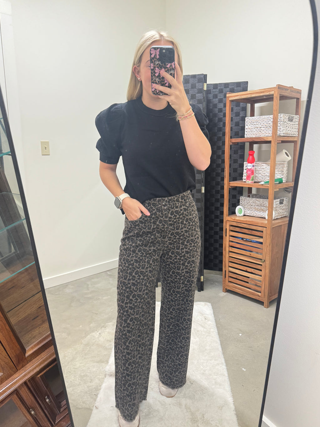 Grey Cheetah Wide Leg Jean