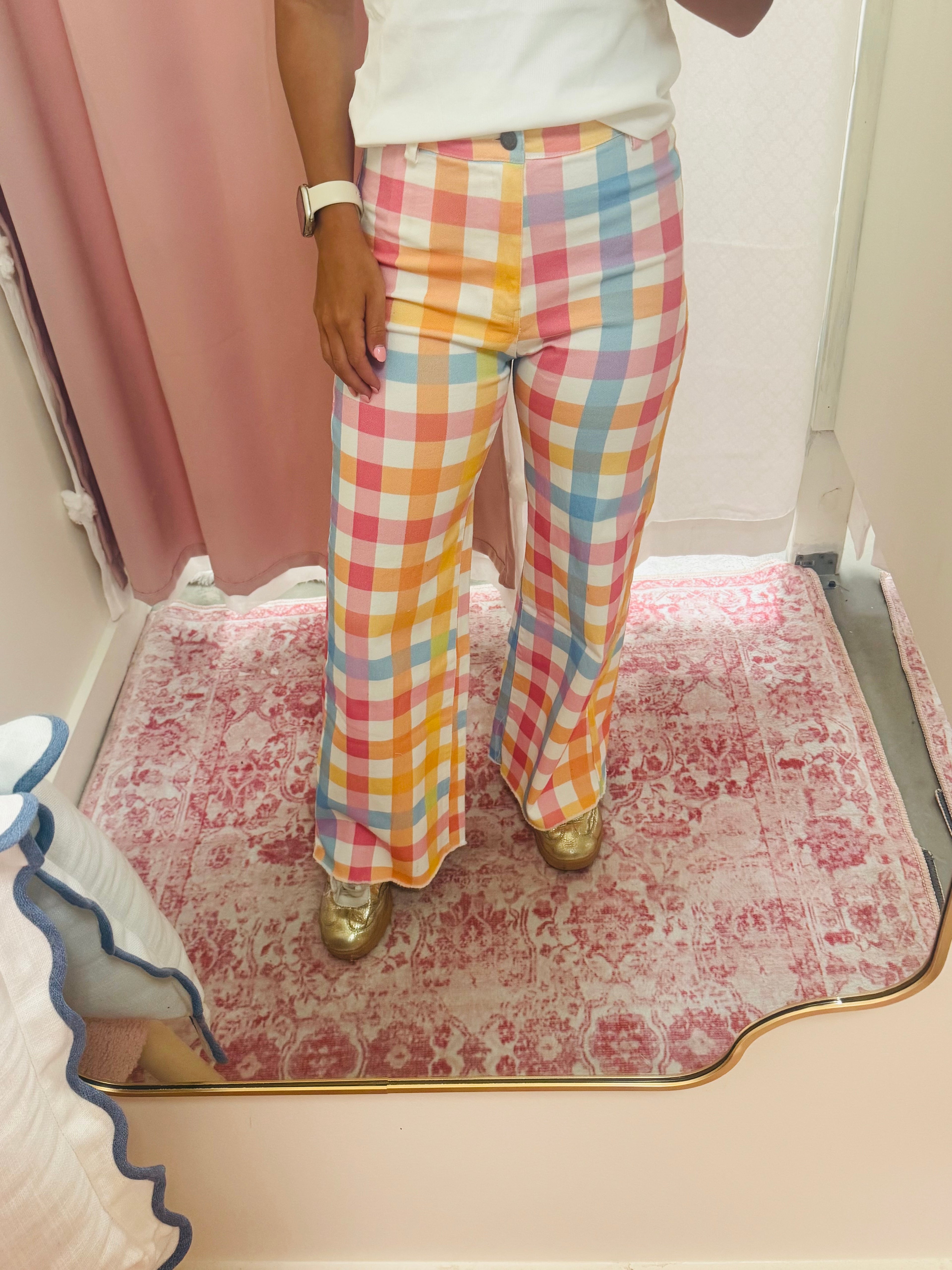Colorful Checkered Jeans