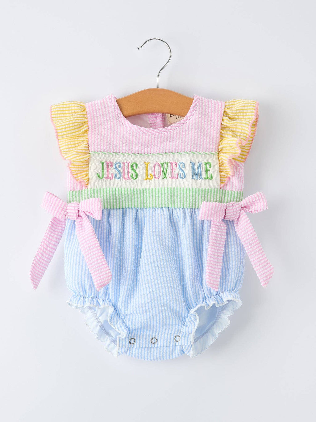 Jesus Loves Me Embroidered Romper