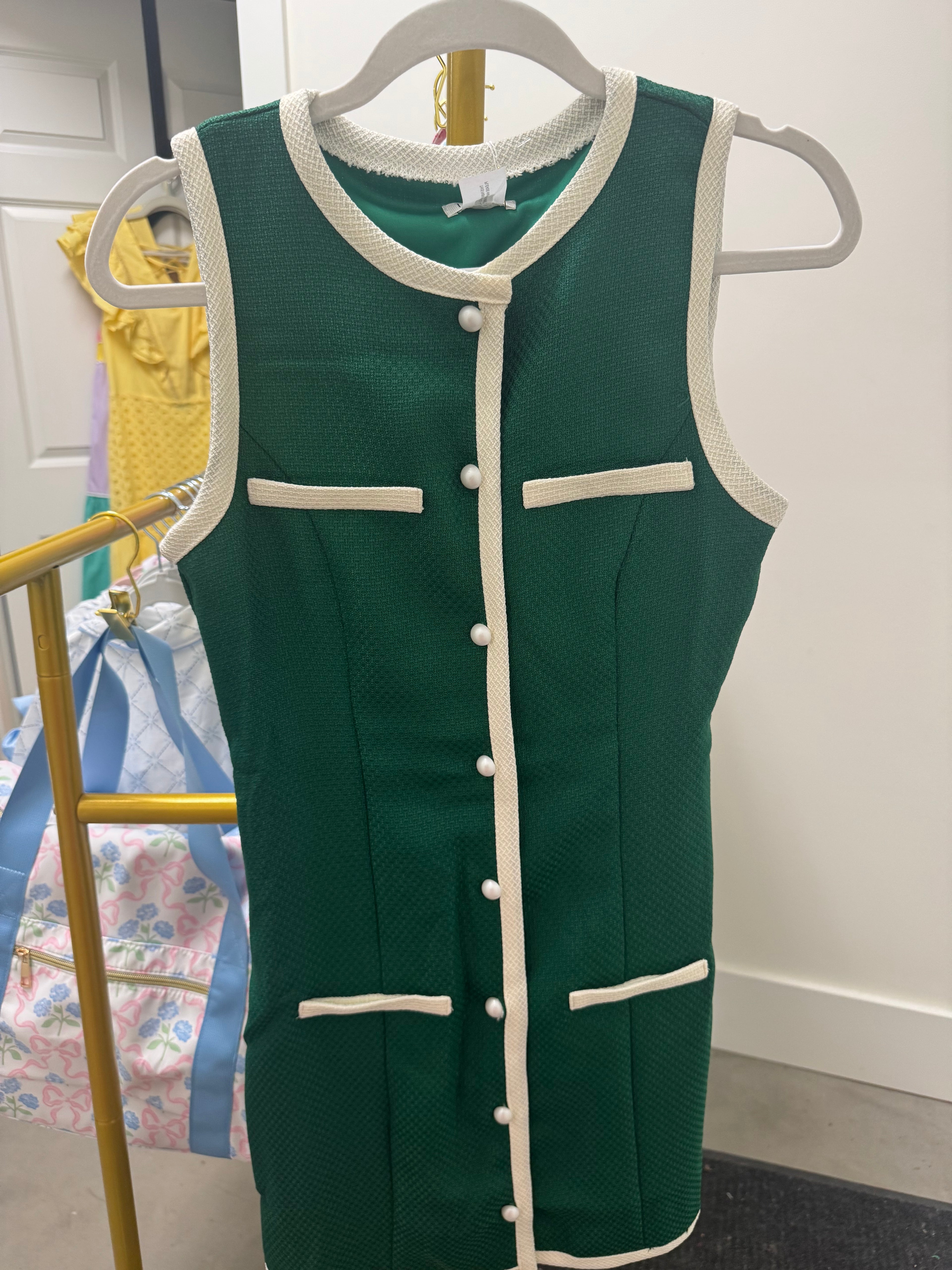 Green Pearl Button Down Dress