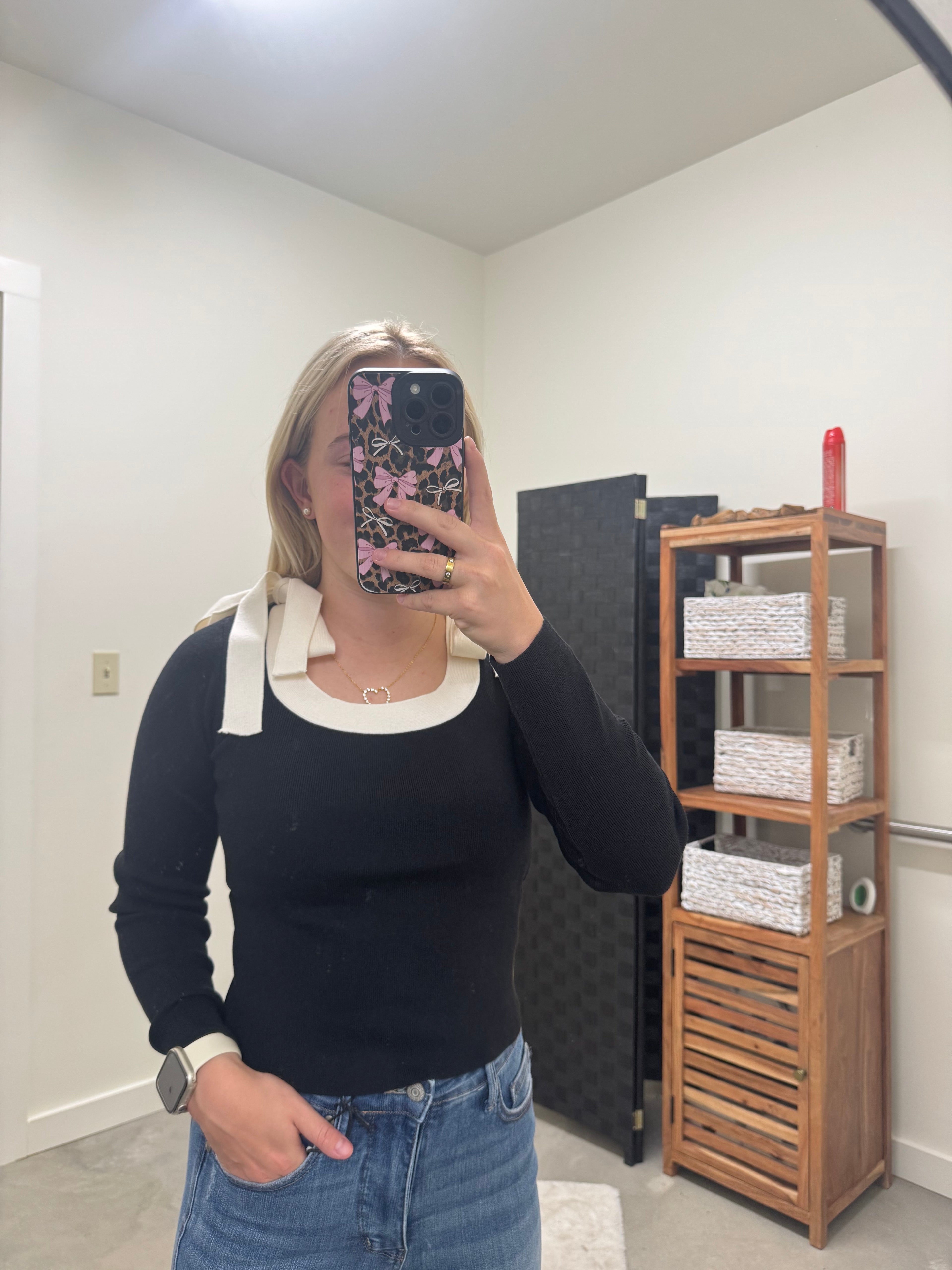 Black Ribbed Long Sleeve Top