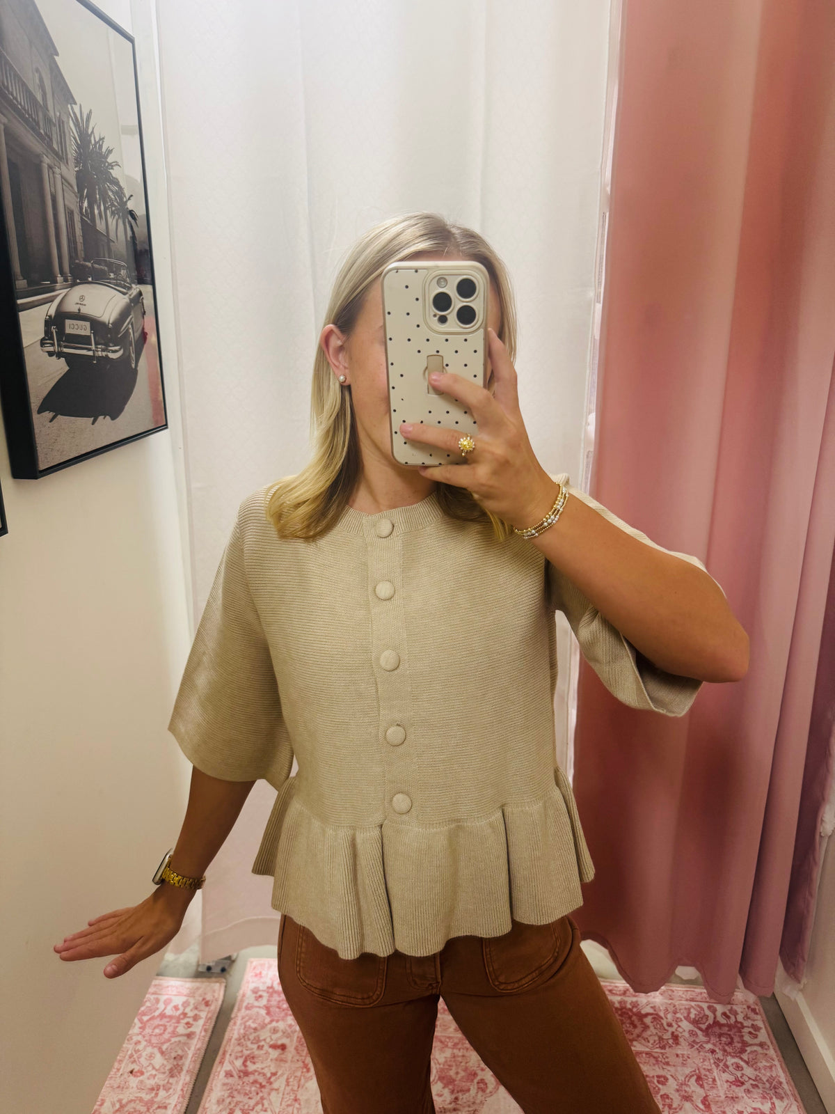 Oatmeal Button Up Knit Sweater