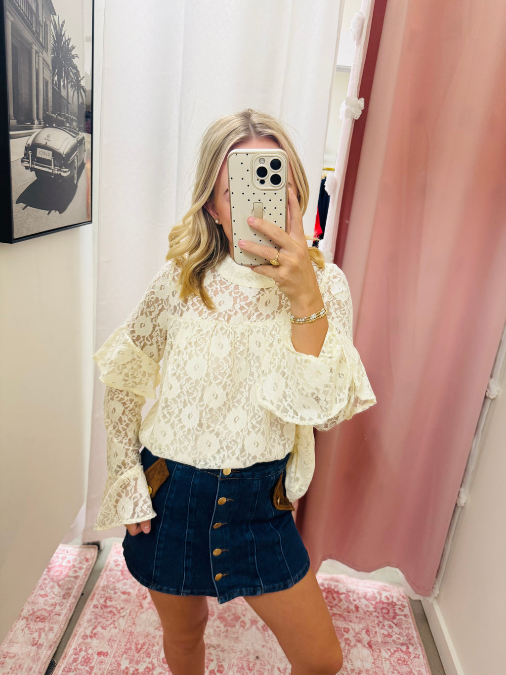 Lace Mock Neck Blouse