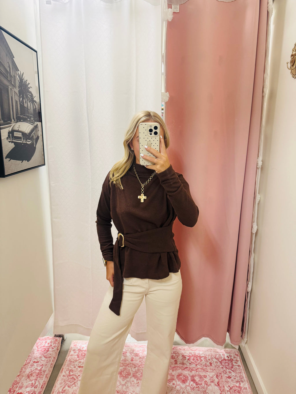 Brown Belted Top