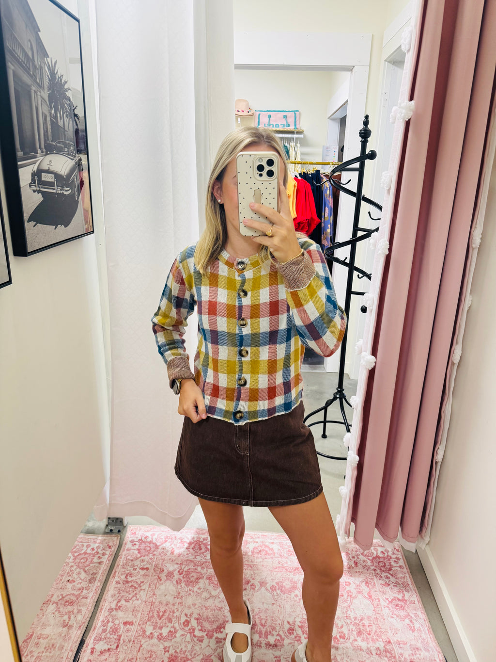 Multi Color Checkered Cardigan