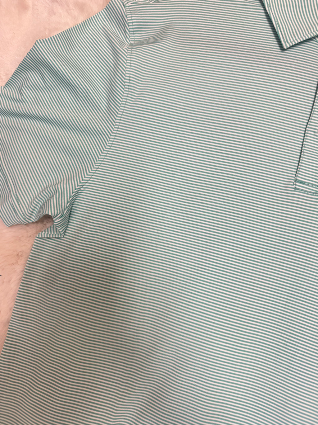 Men’s Teal Stripe Performance Polo