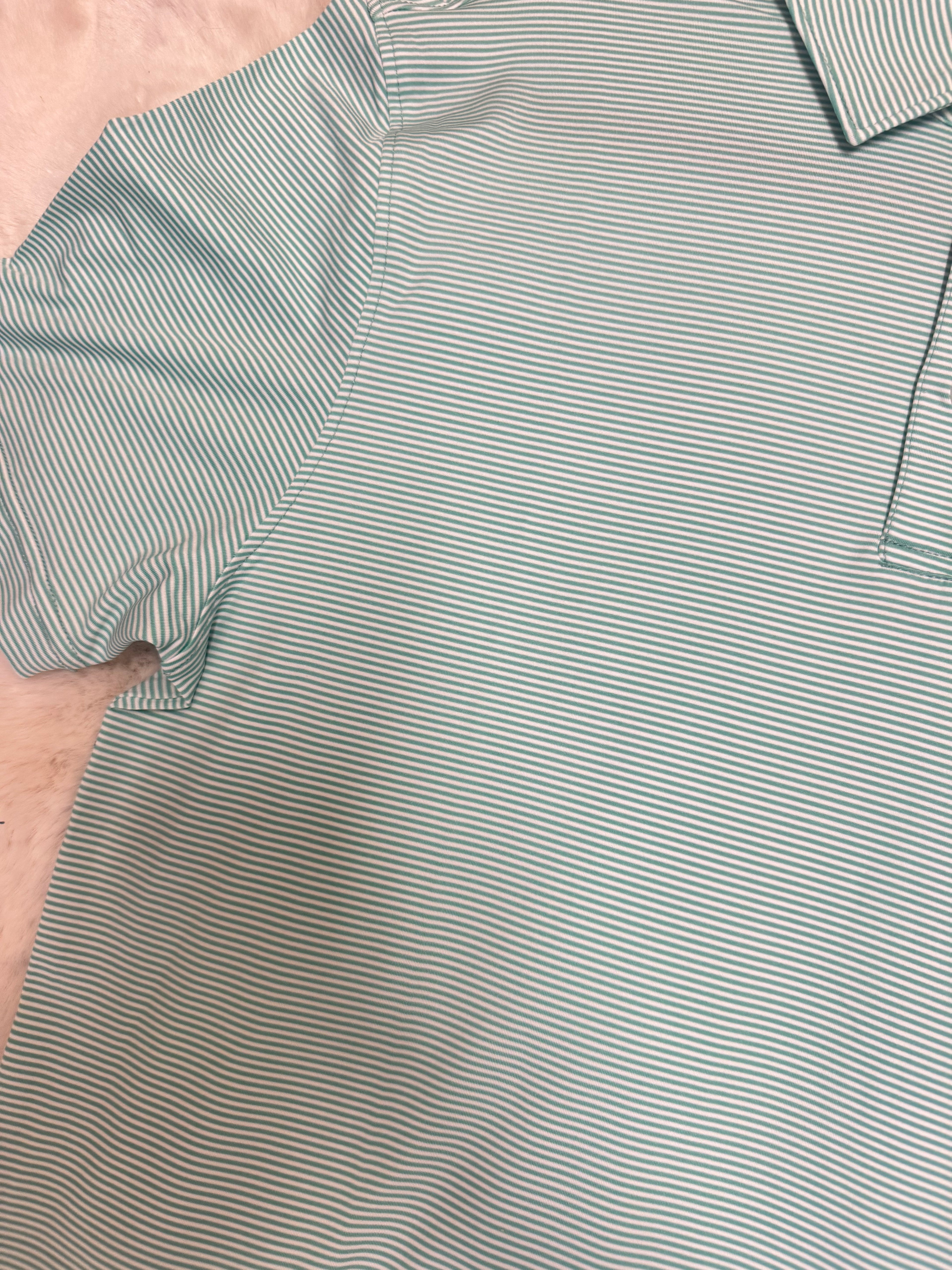 Men’s Teal Stripe Performance Polo