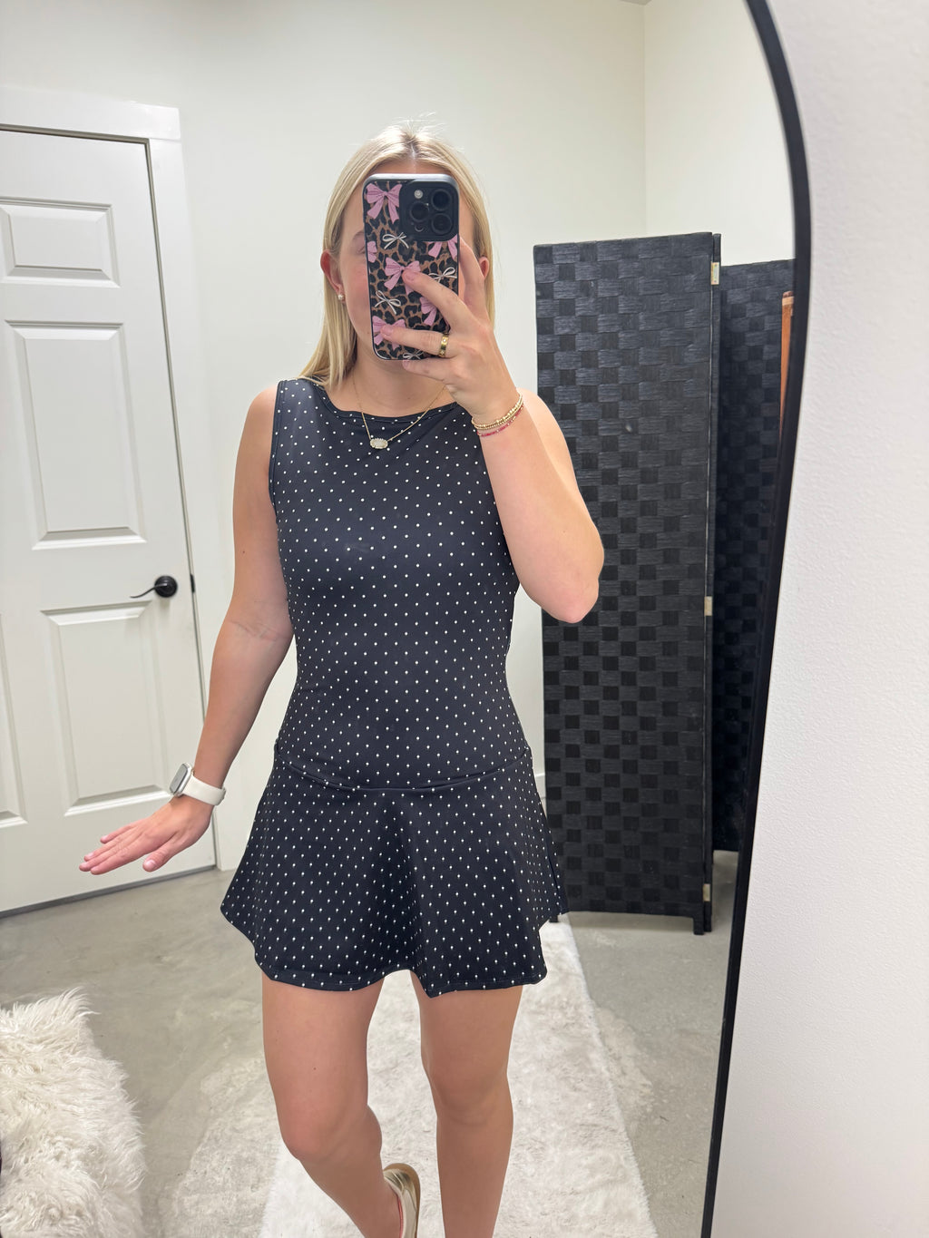 Black Polka Dot Athletic Dress