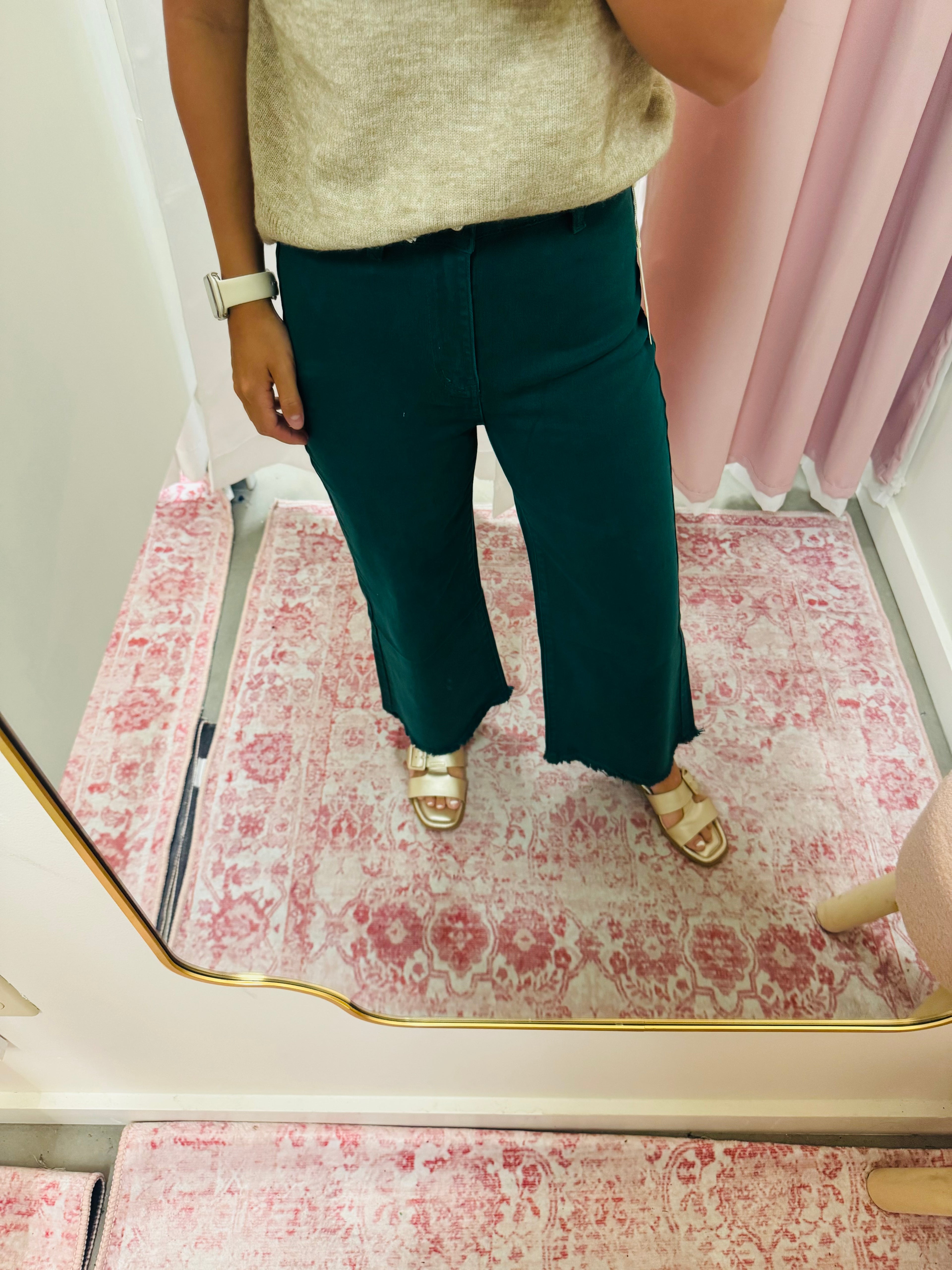 Hunter Green Wide Leg Jeans
