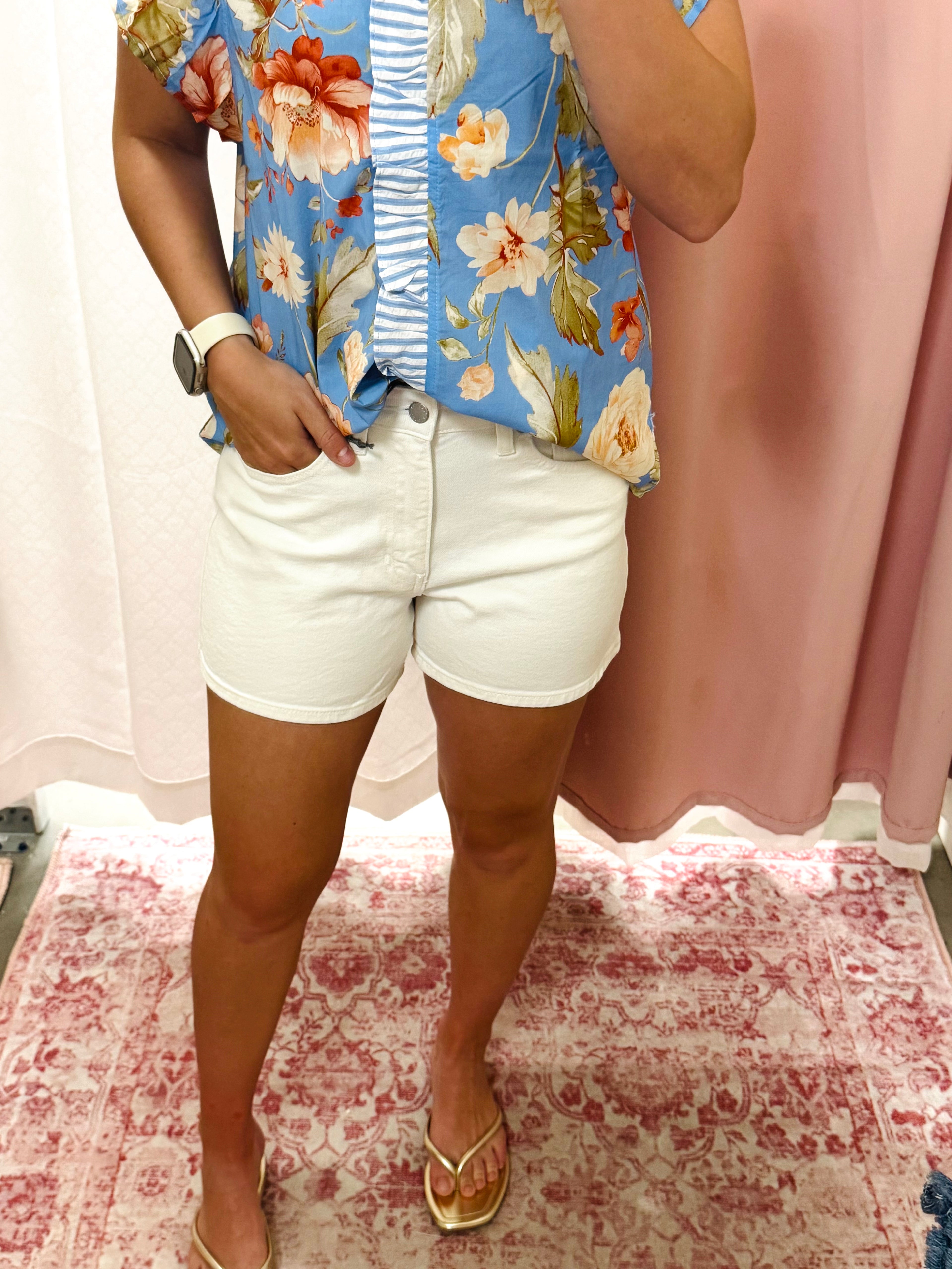 White Mom Denim Short