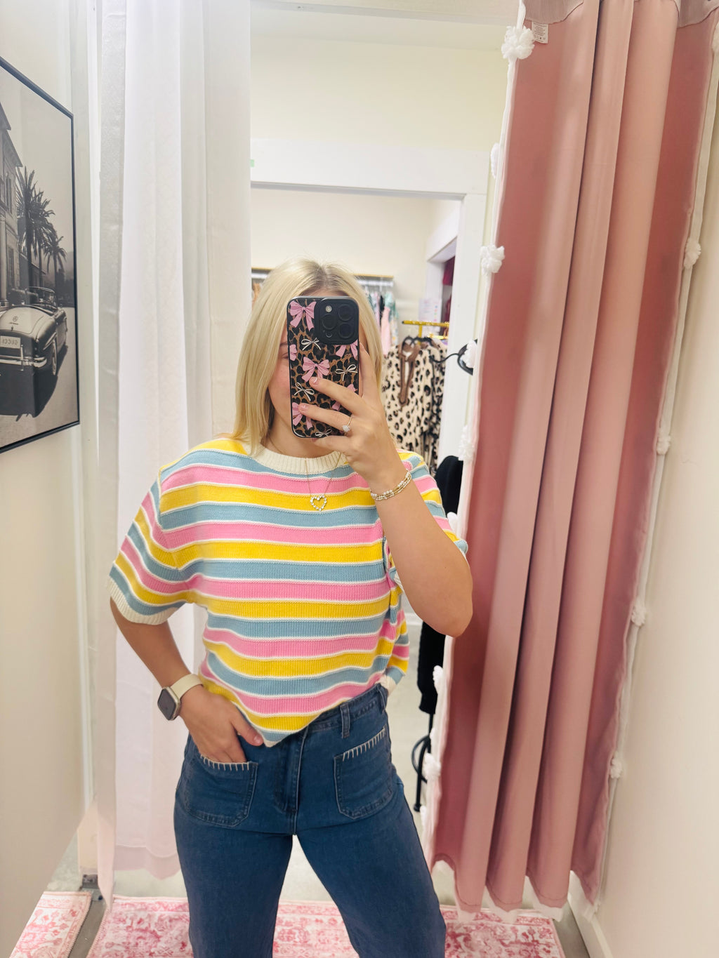 Pastel Horizontal Stripe Knit Top