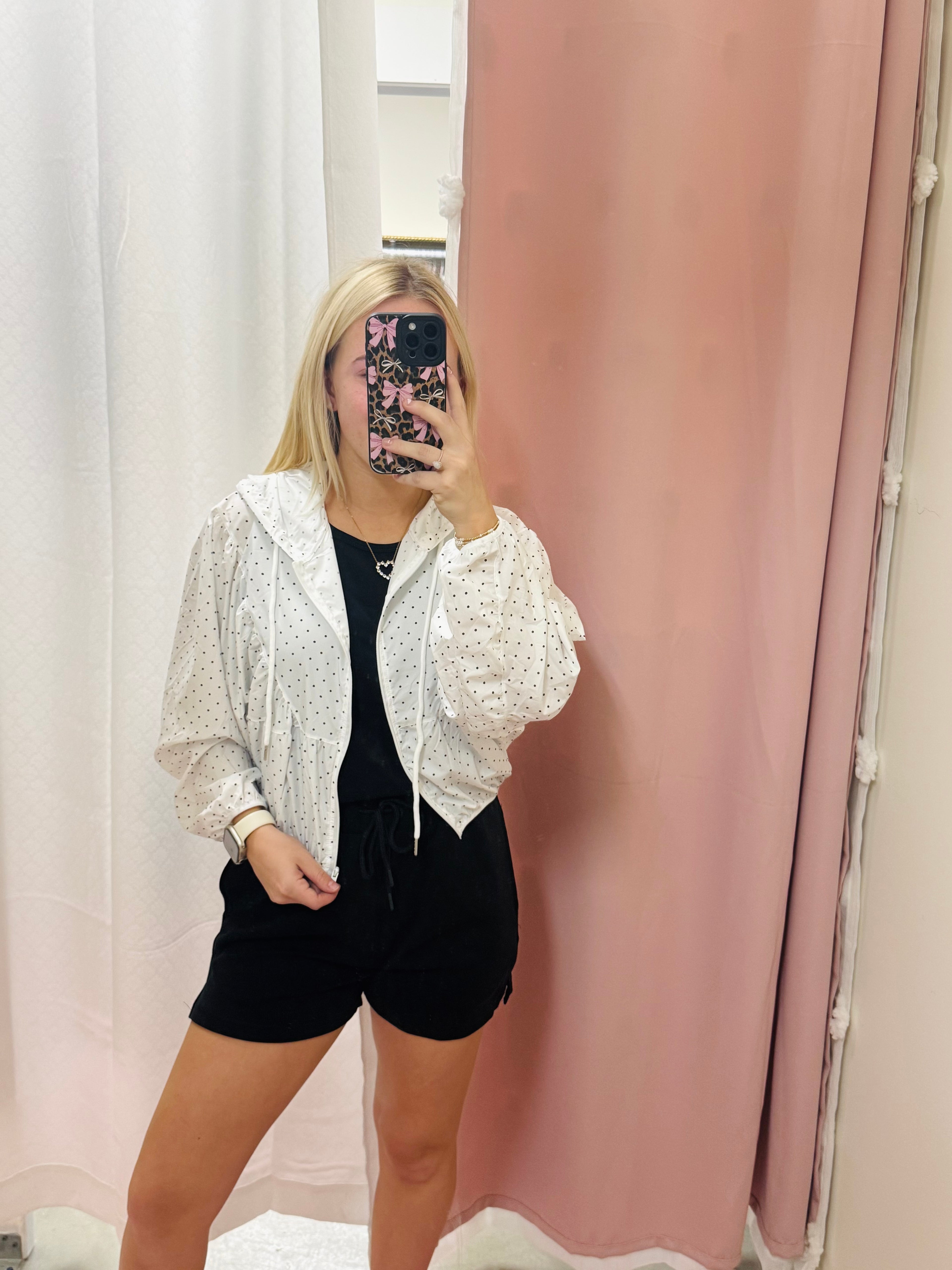 White Lightweight Polka Dot Print Jacket