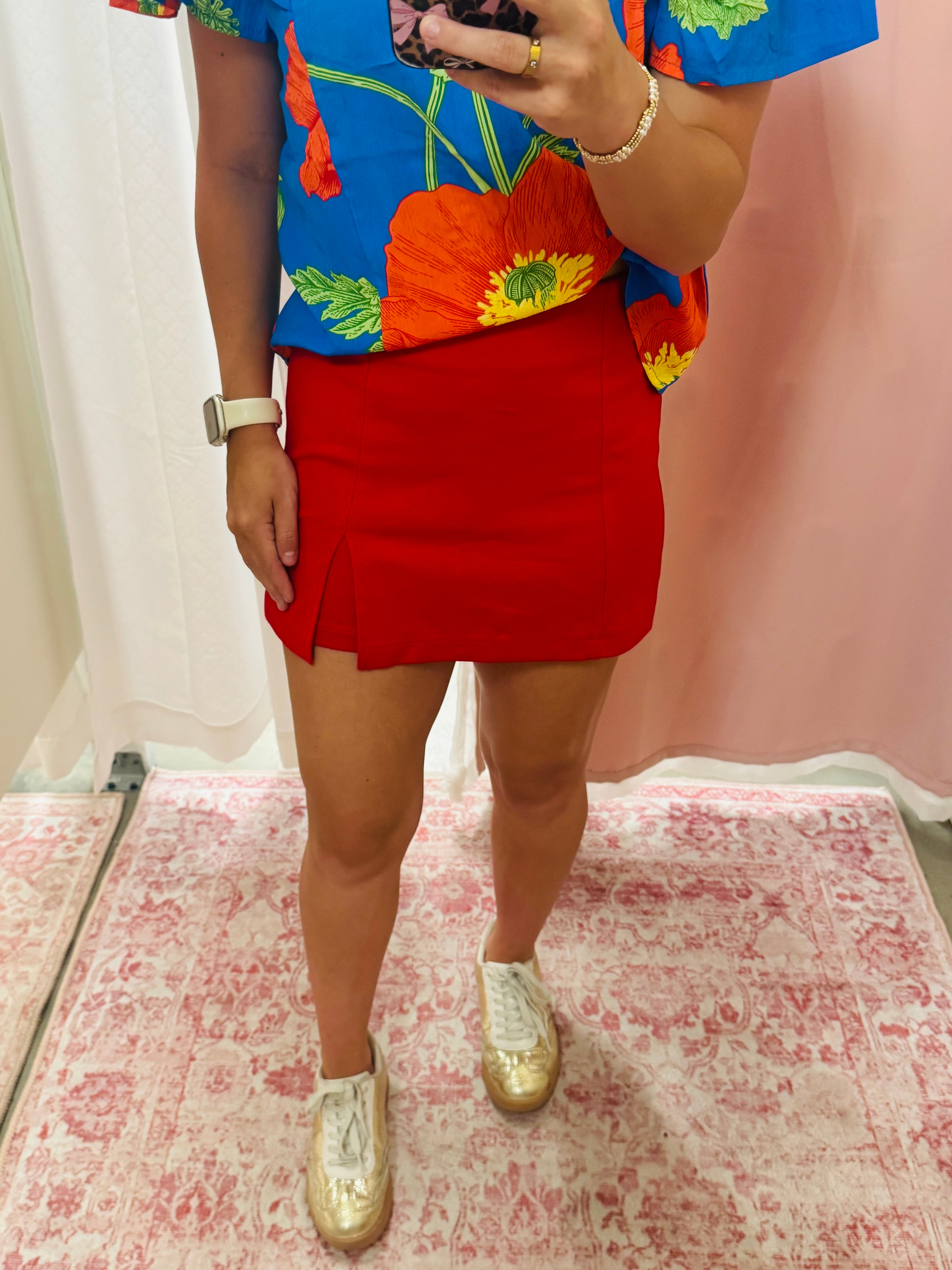 Red Soft Skort