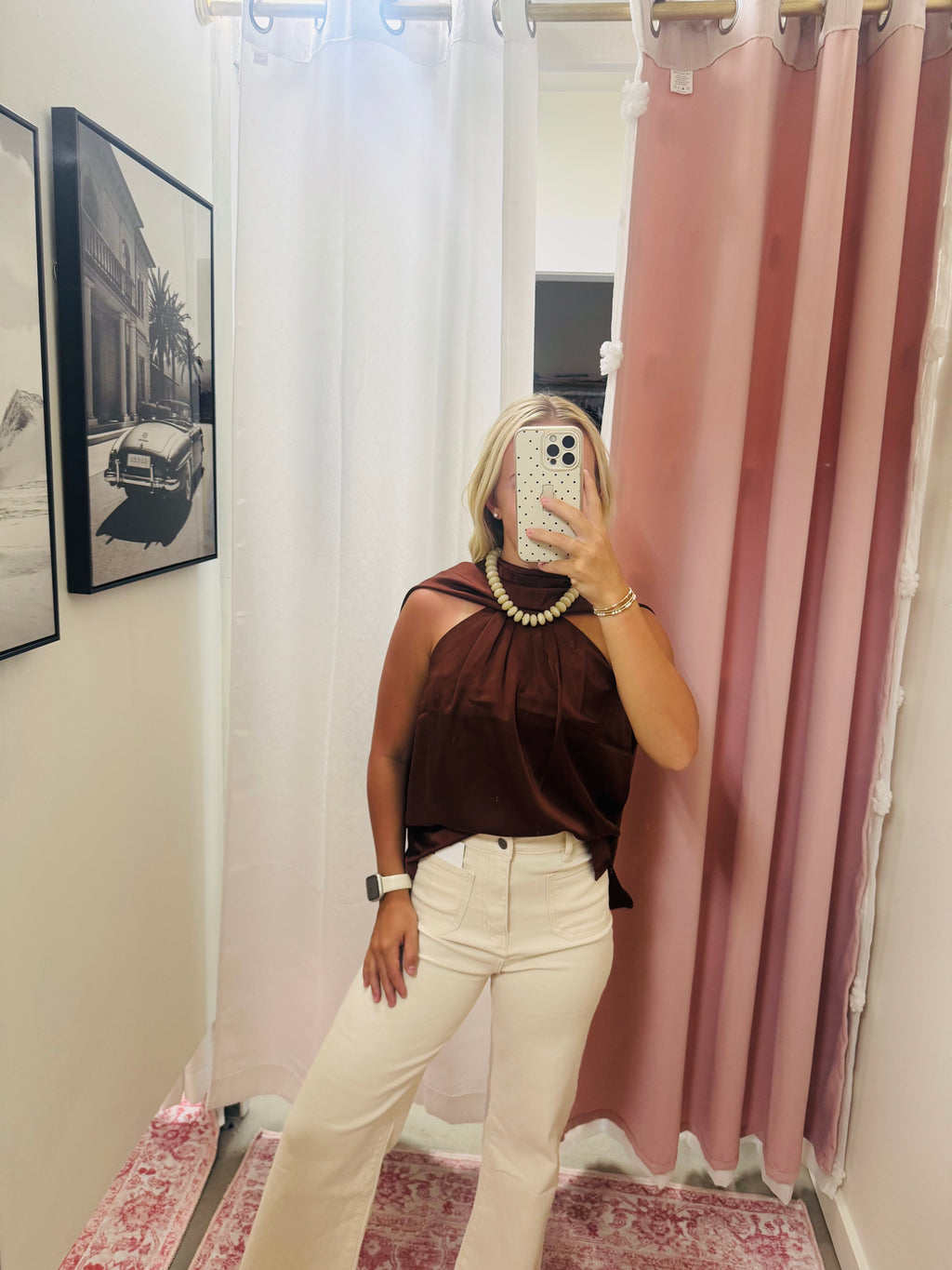 Chocolate Satin Drape Blouse