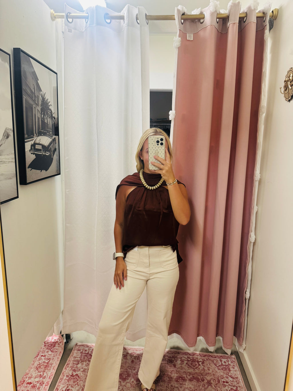 Chocolate Satin Drape Blouse