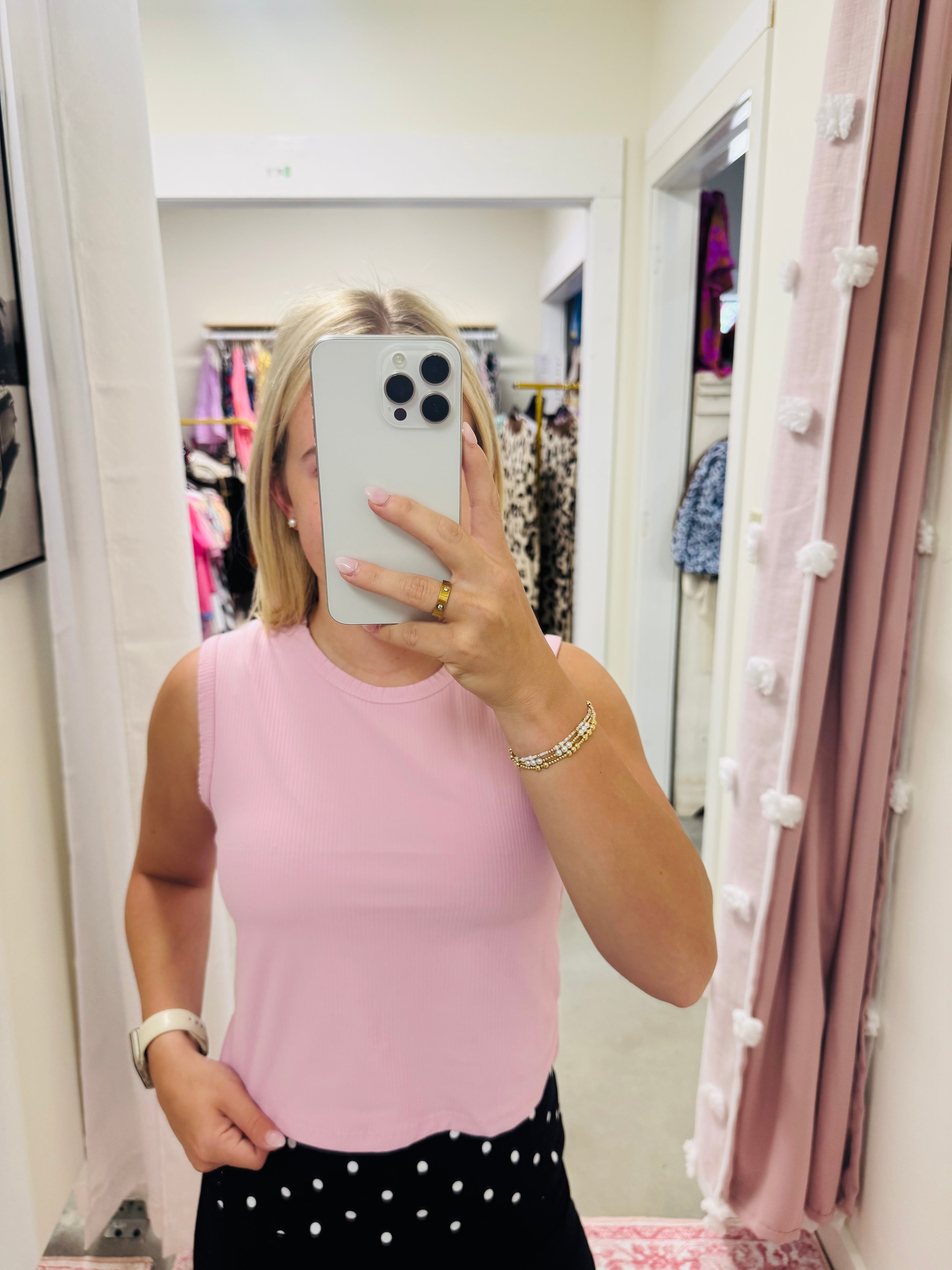Baby Pink Ribbed Top