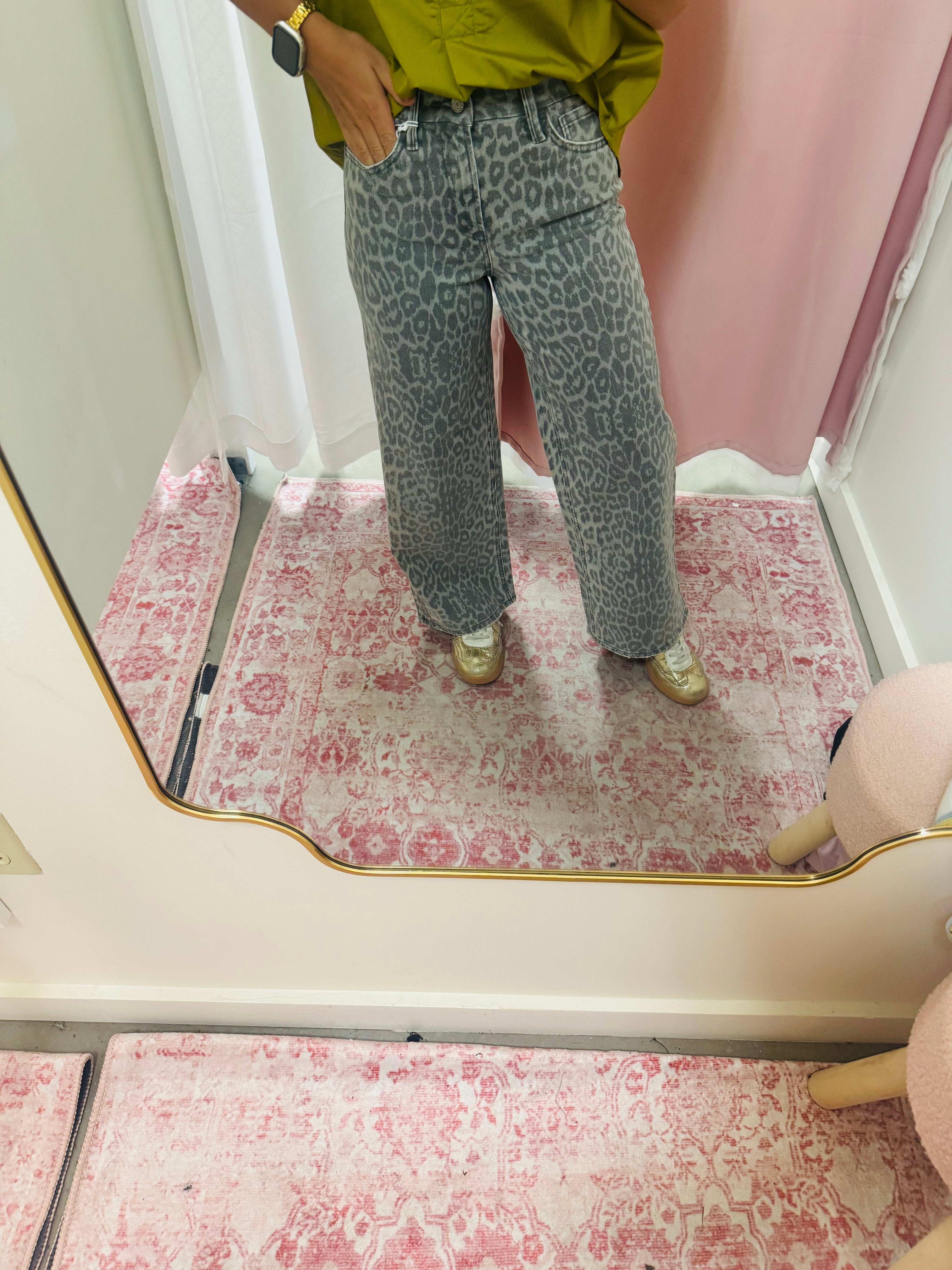 Grey Leopard Printed Jeans