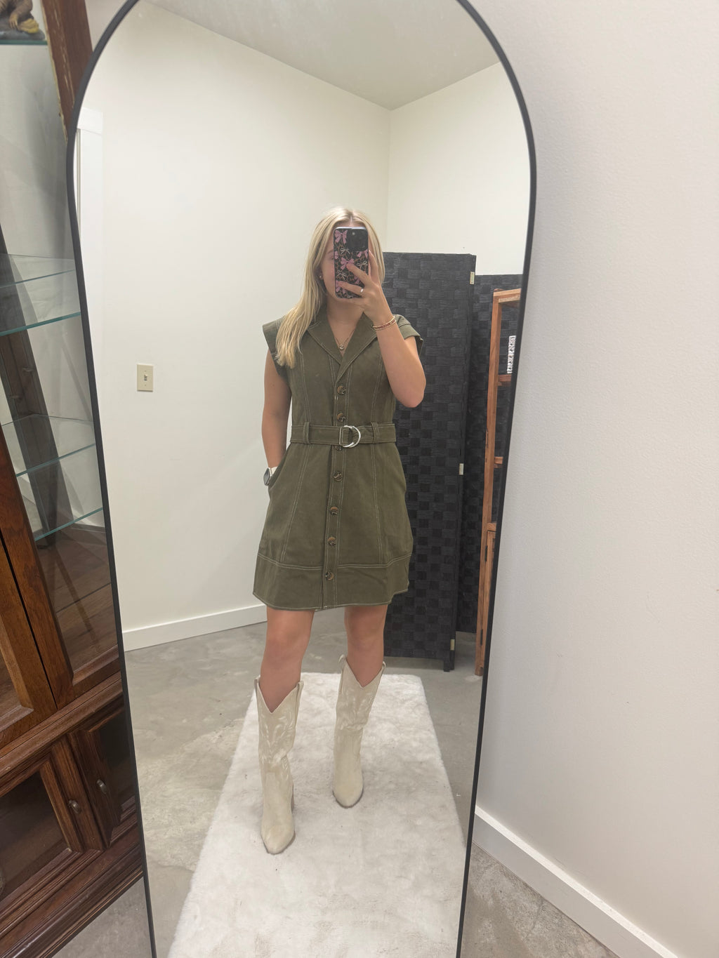 Olive Green Jean Dress
