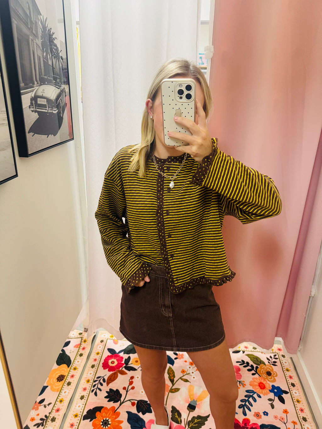 Brown and Mustard Patterned Cardigan