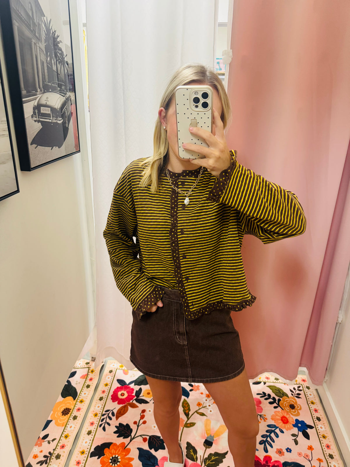 Brown and Mustard Patterned Cardigan