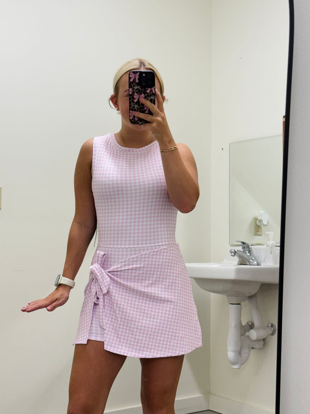 Pink Gingham Athletic Dress