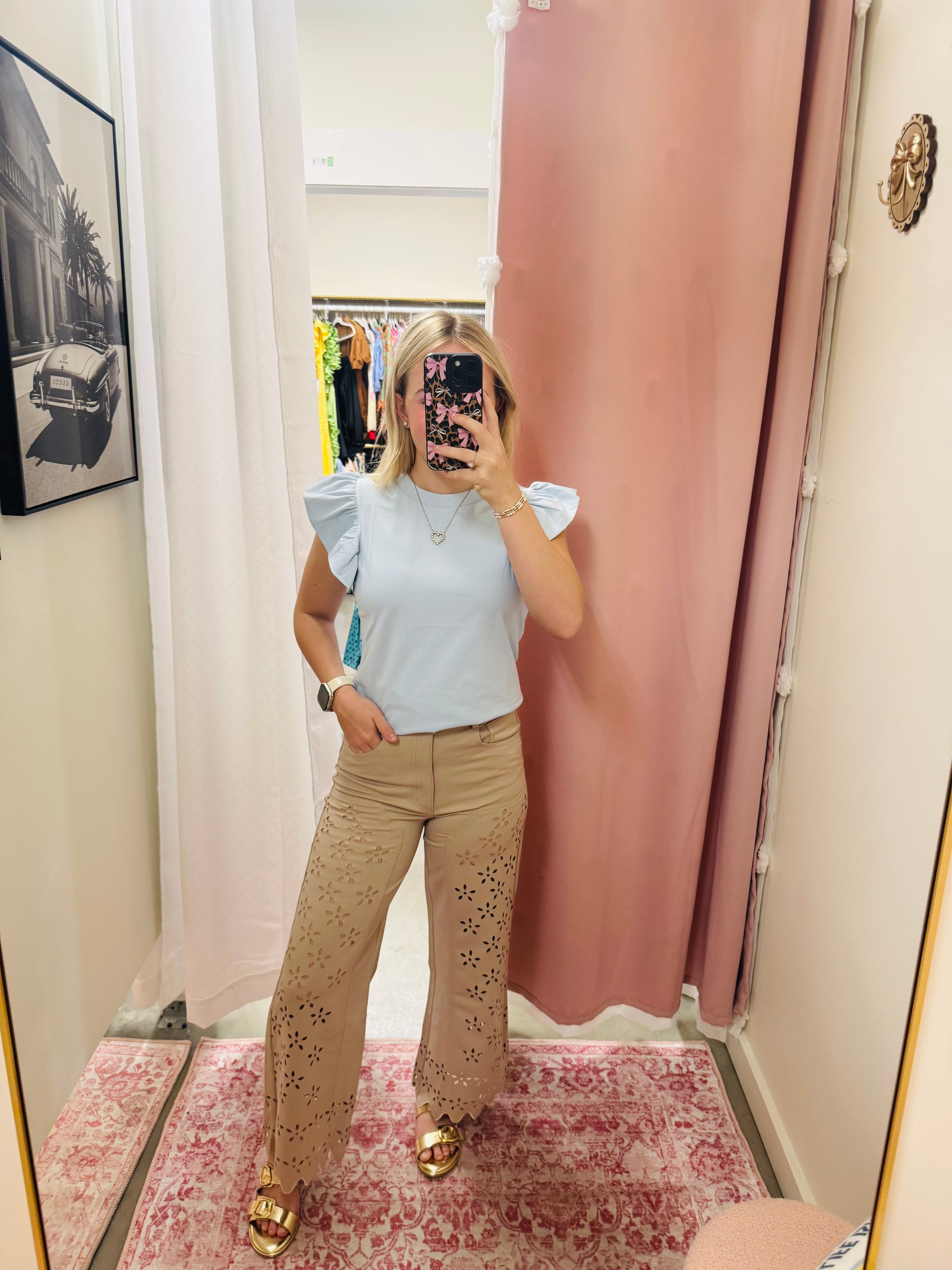 Baby Blue Flutter Sleeve Top