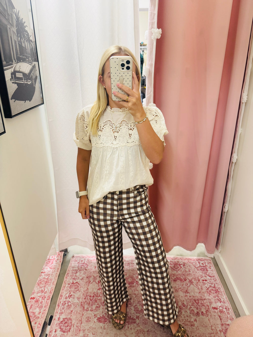 Brown Checkered Jeans