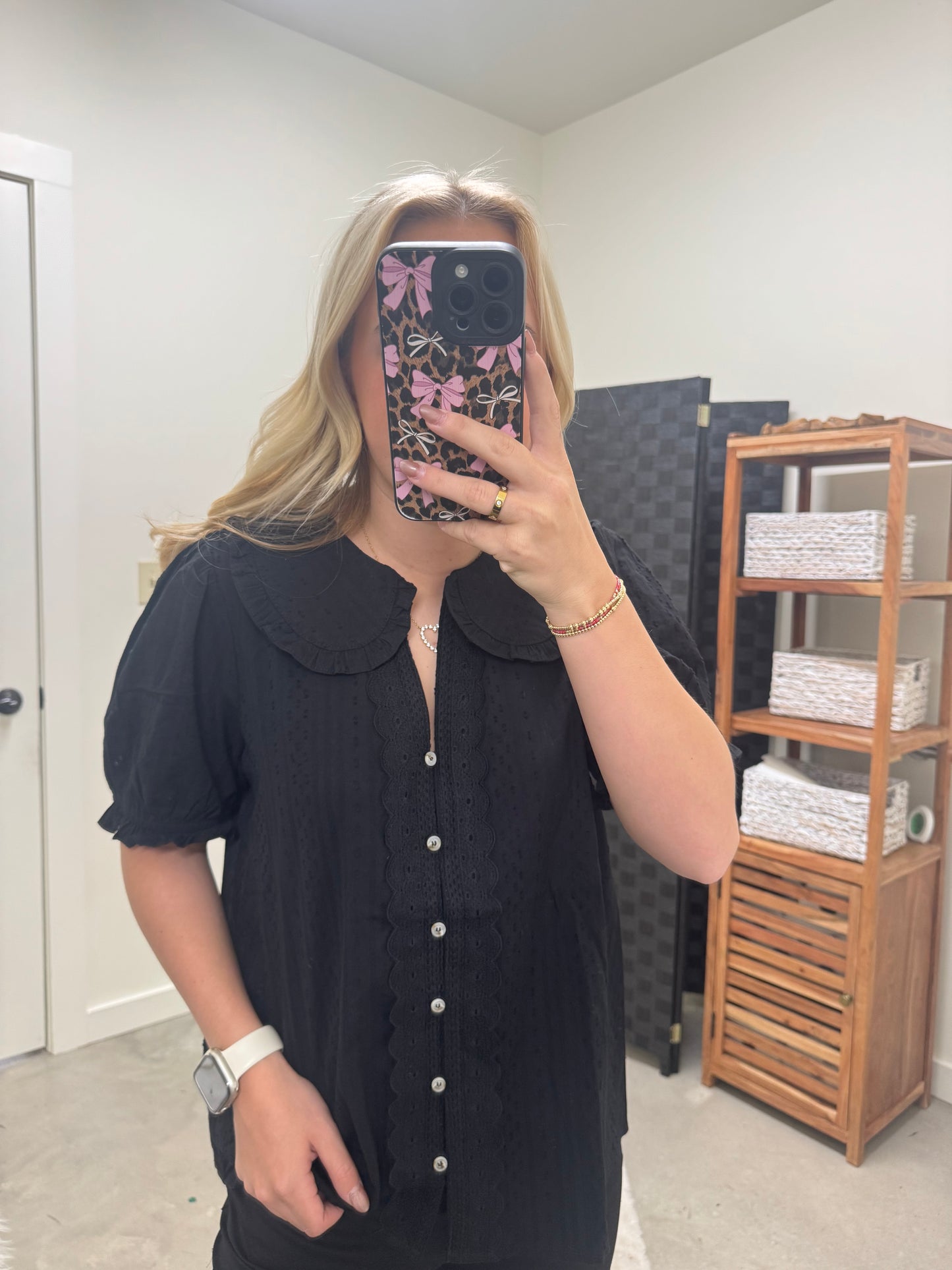 Babydoll Black Collar Top