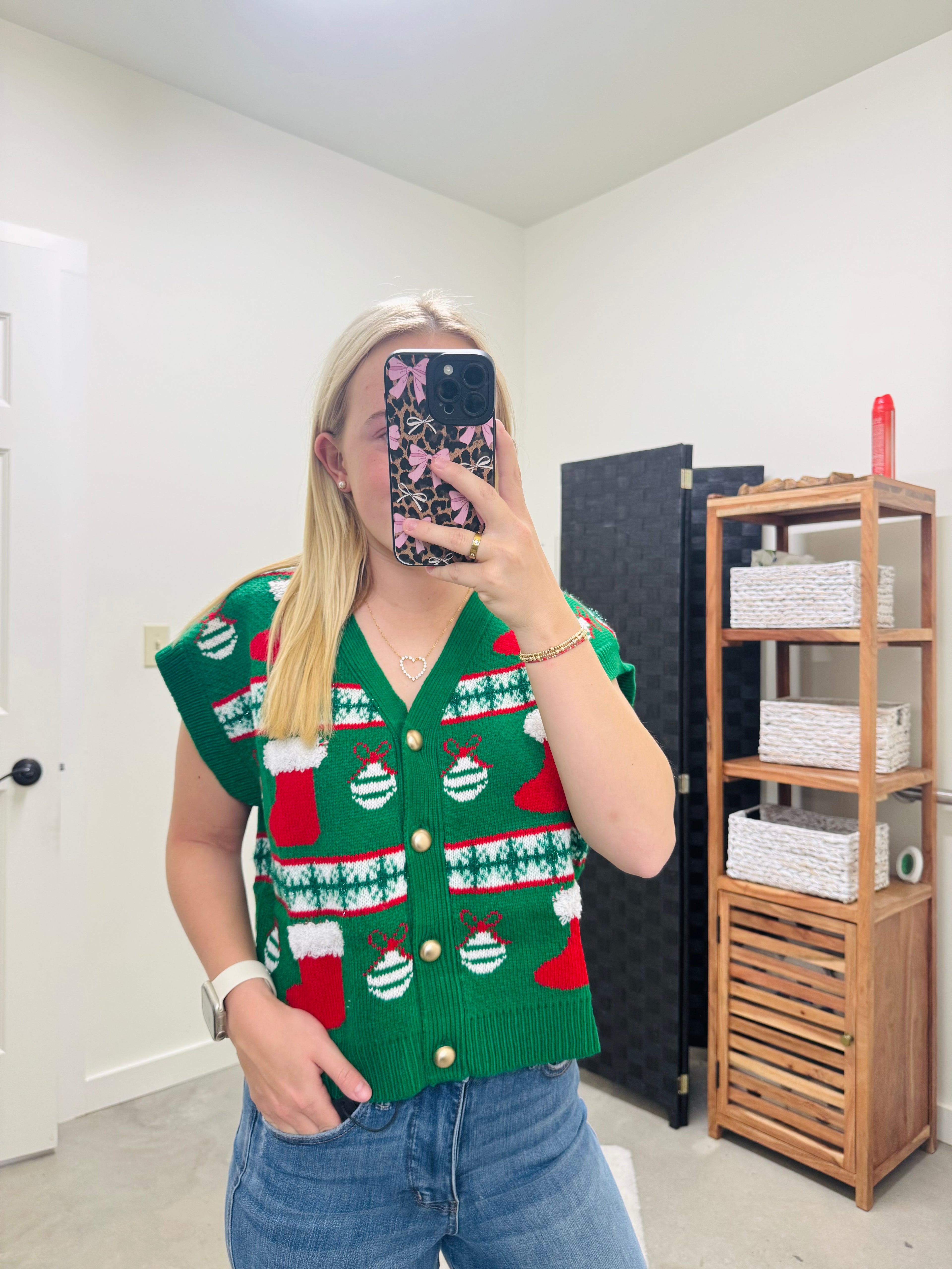 Christmas Button Up Vest