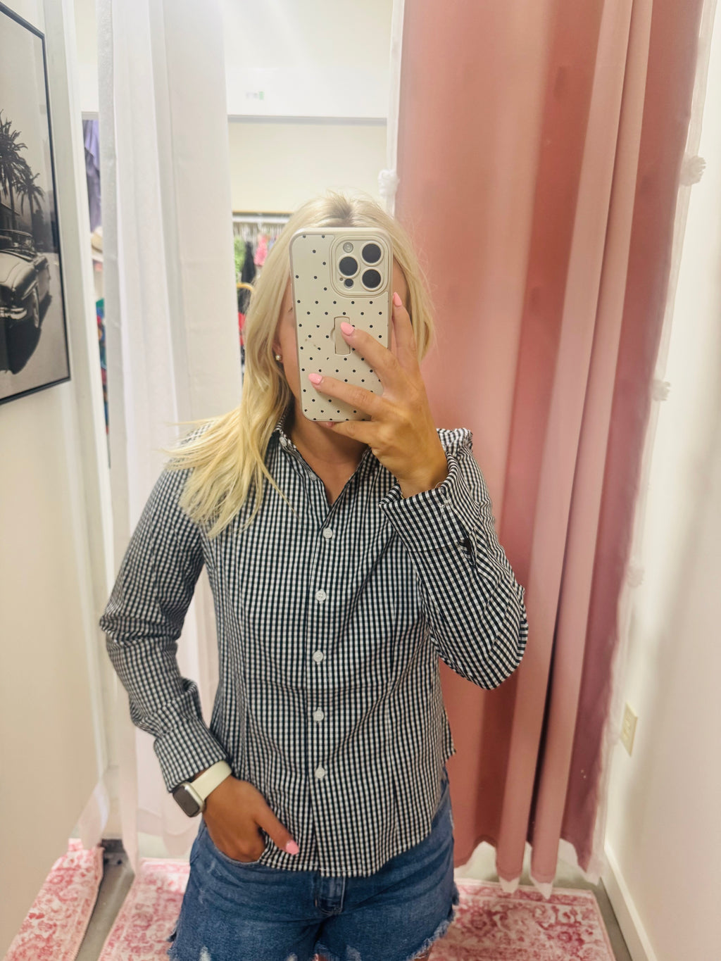 Black Gingham Long Sleeve