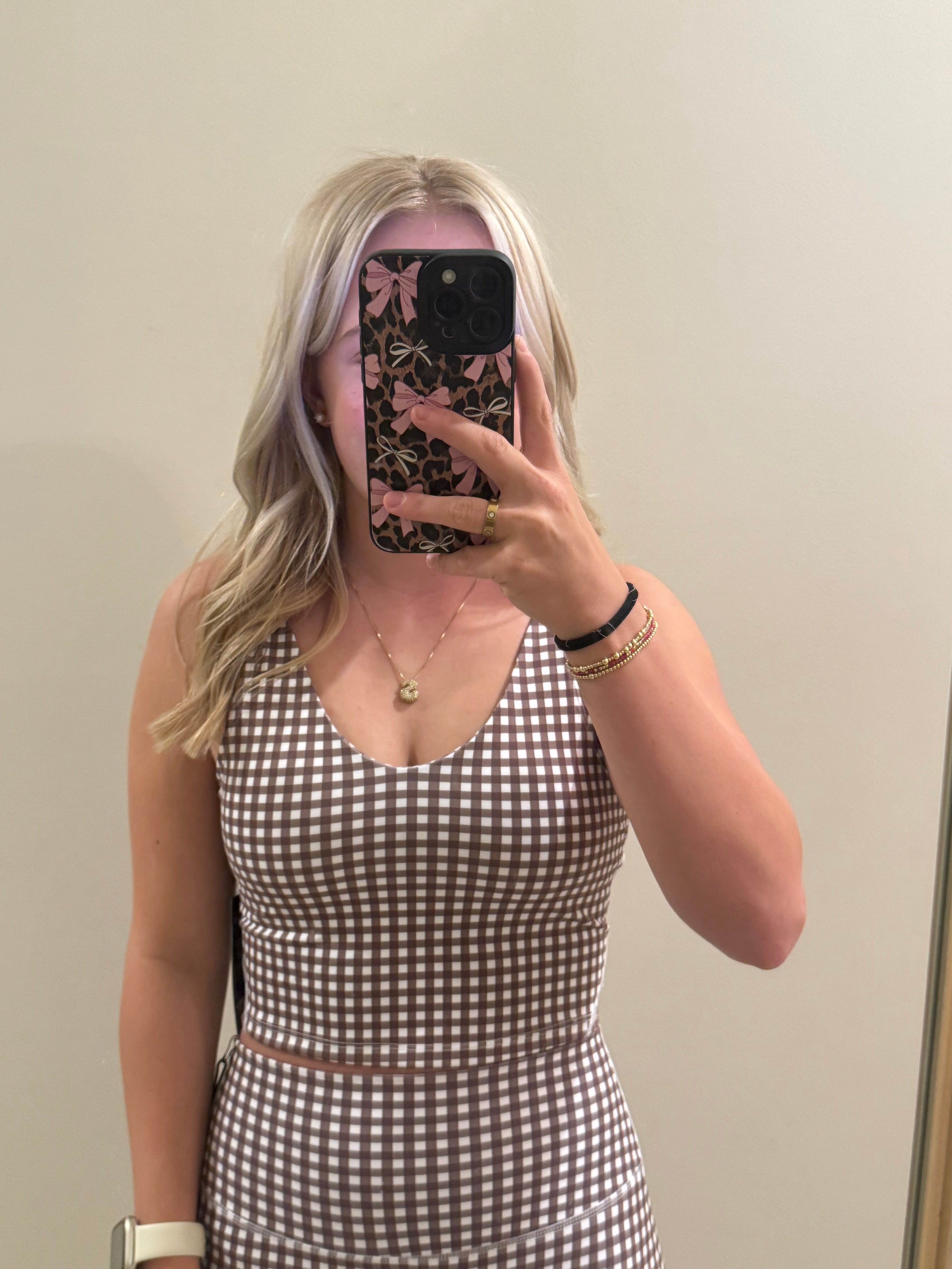 Brown Gingham Crop Tank