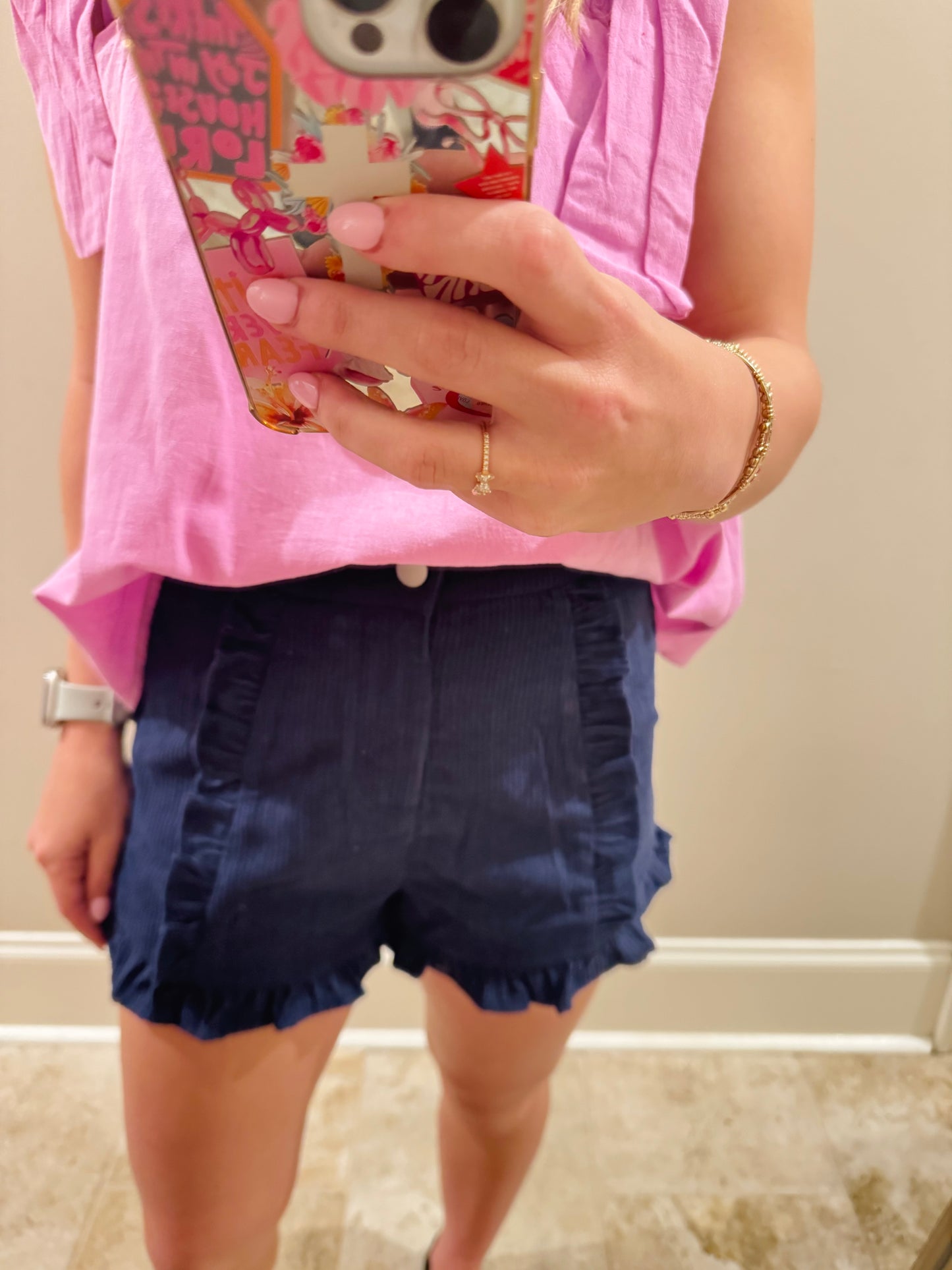 Ruffle Corduroy Short