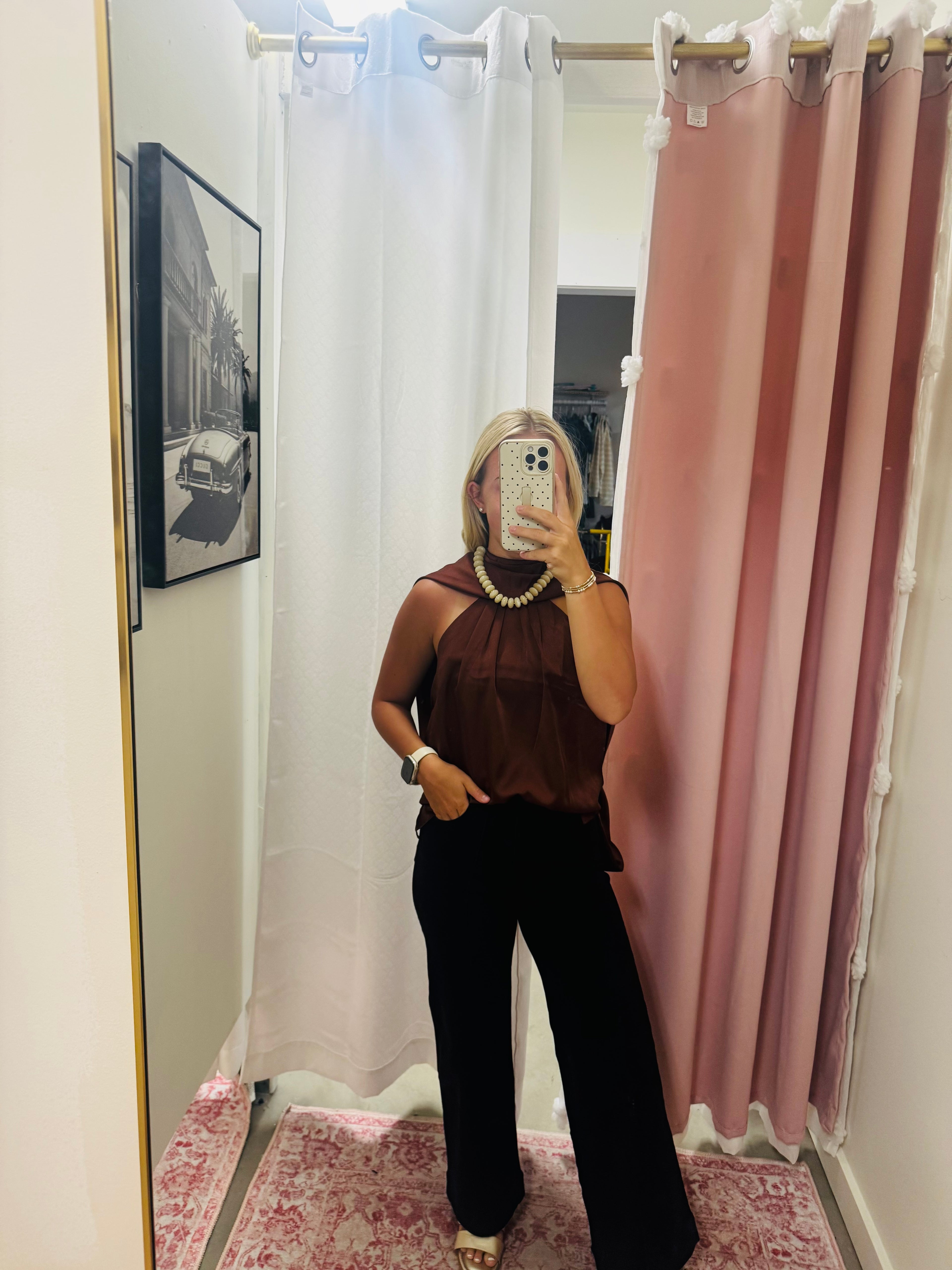 Chocolate Satin Drape Blouse