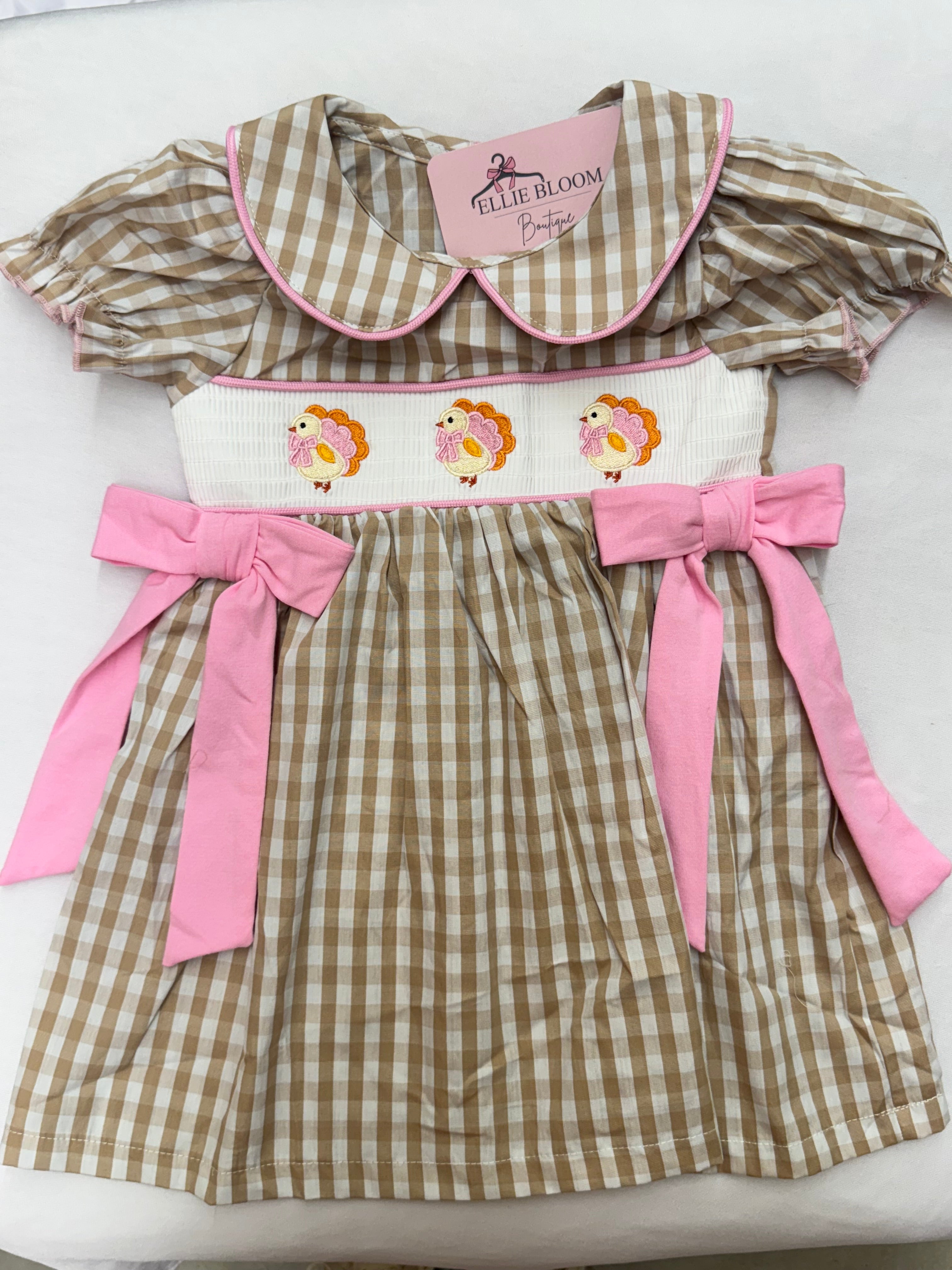 Beige Gingham Turkey Dress