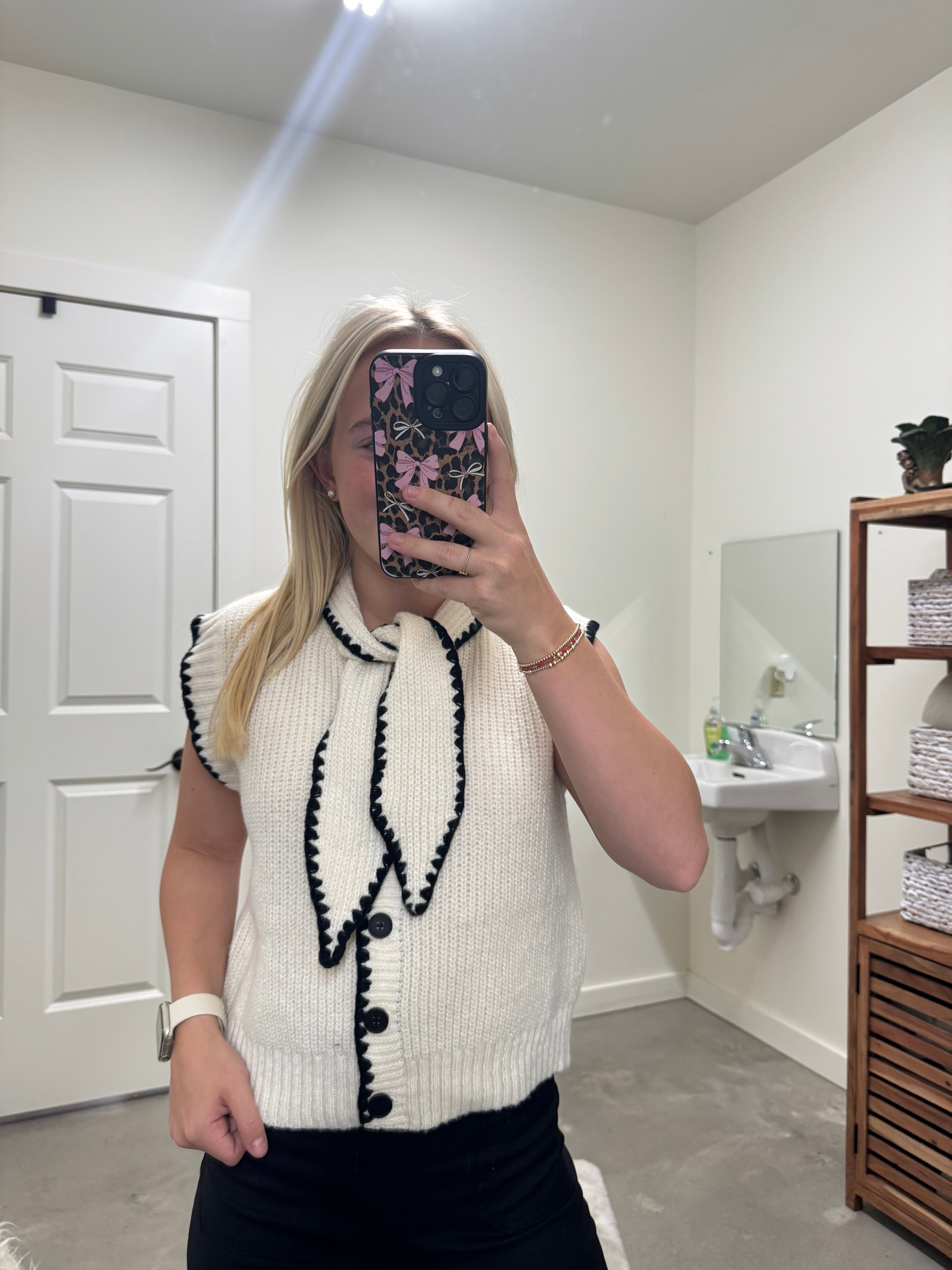 White and Black Chucky Sweater Vest