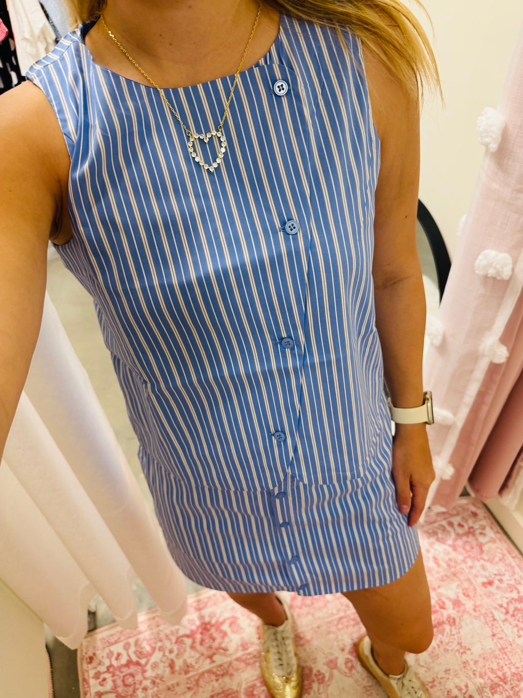 Blue Striped Vest Top