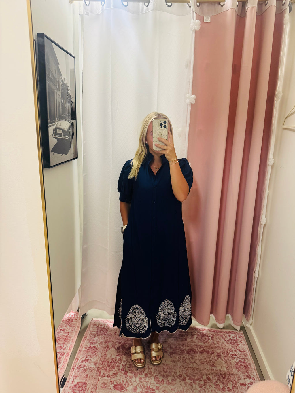 Navy Embroidered Maxi Dress
