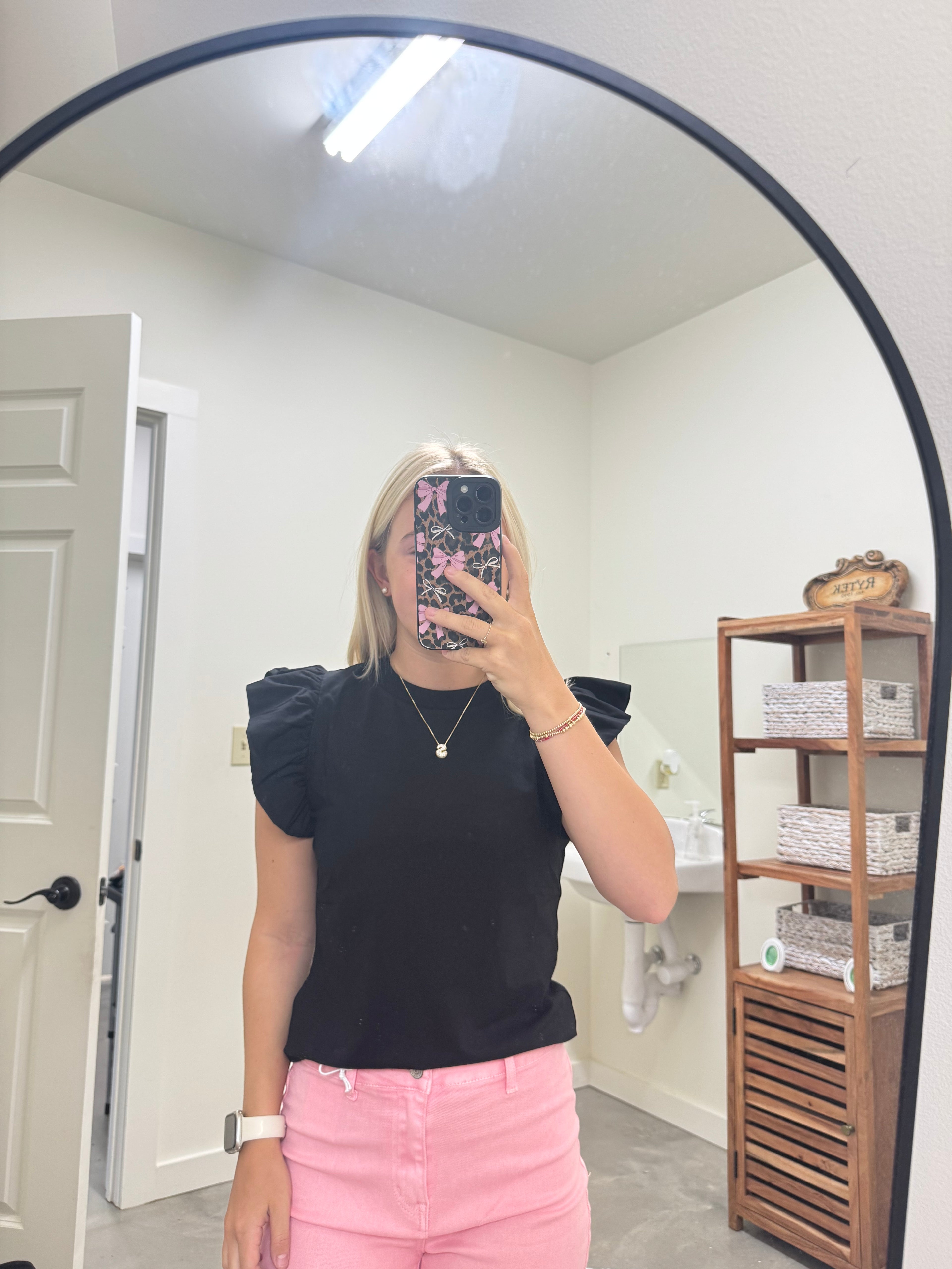 Black Ruffle Sleeve Top