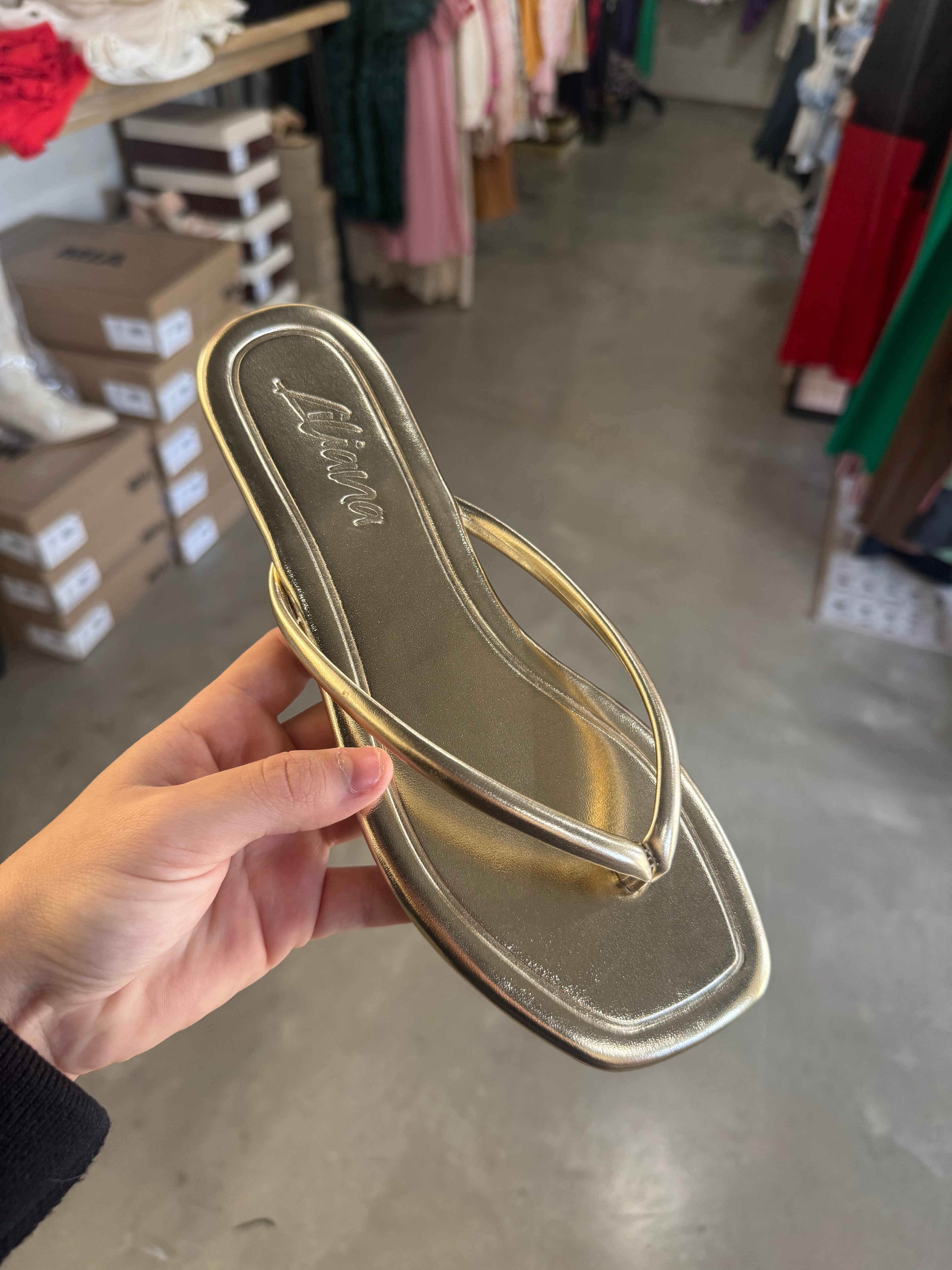 Gold Square Toe Slip On