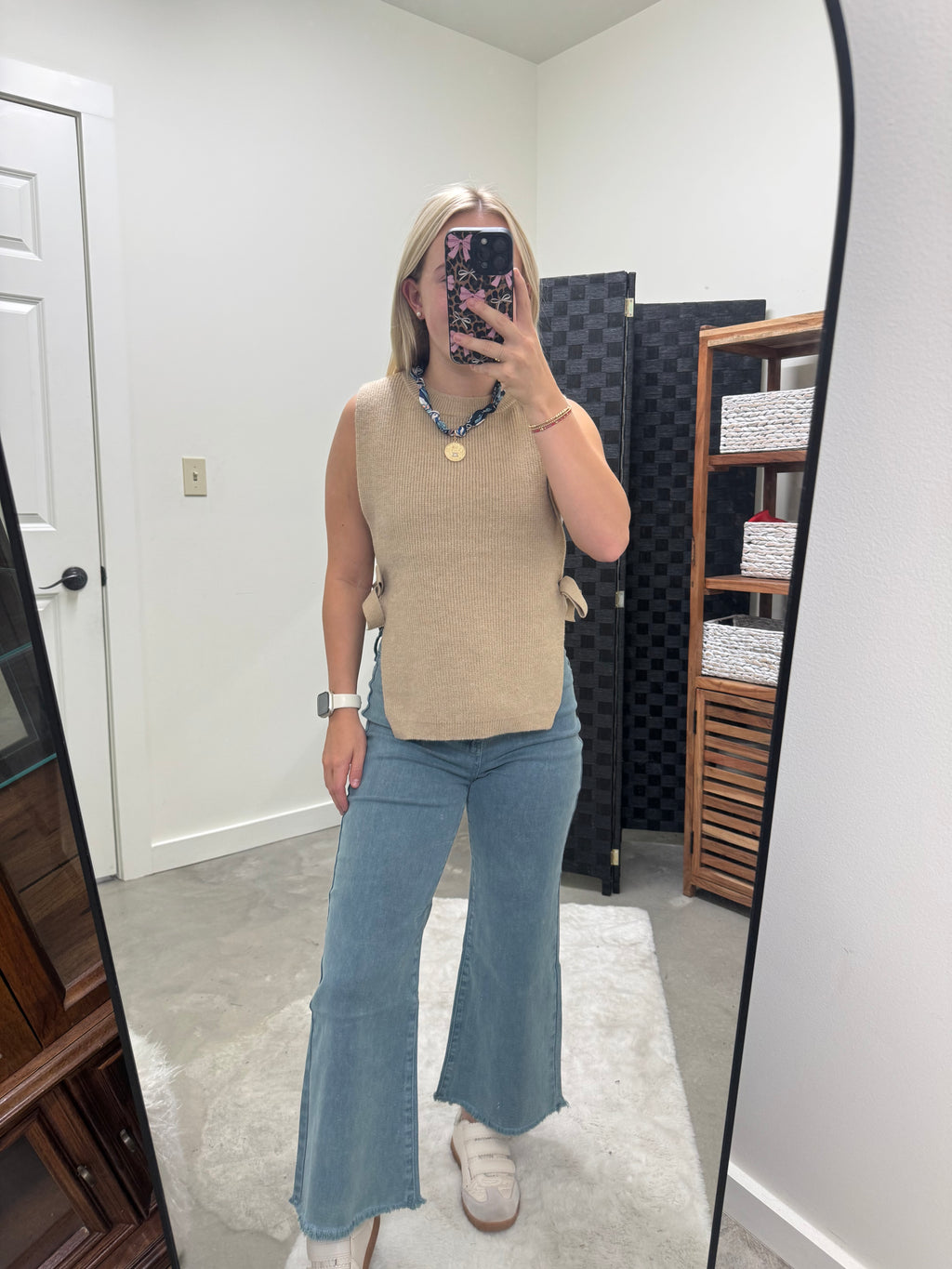 Beige Cut Out Side Knit Sweater