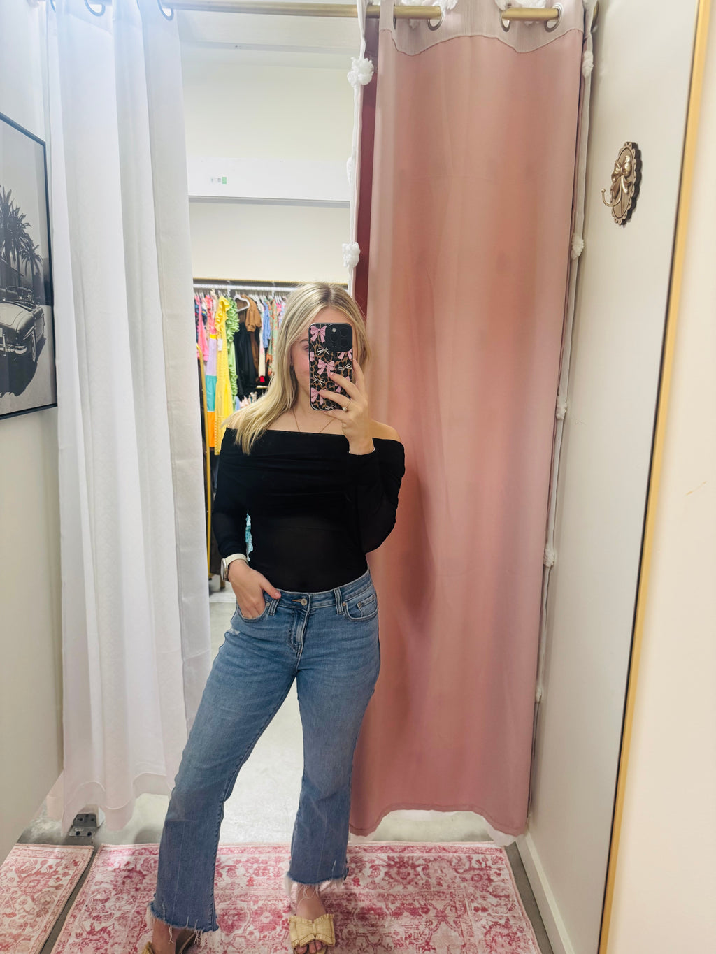 Sheer Mesh Fold Over Top