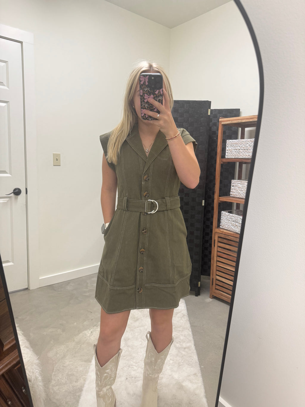 Olive Green Jean Dress
