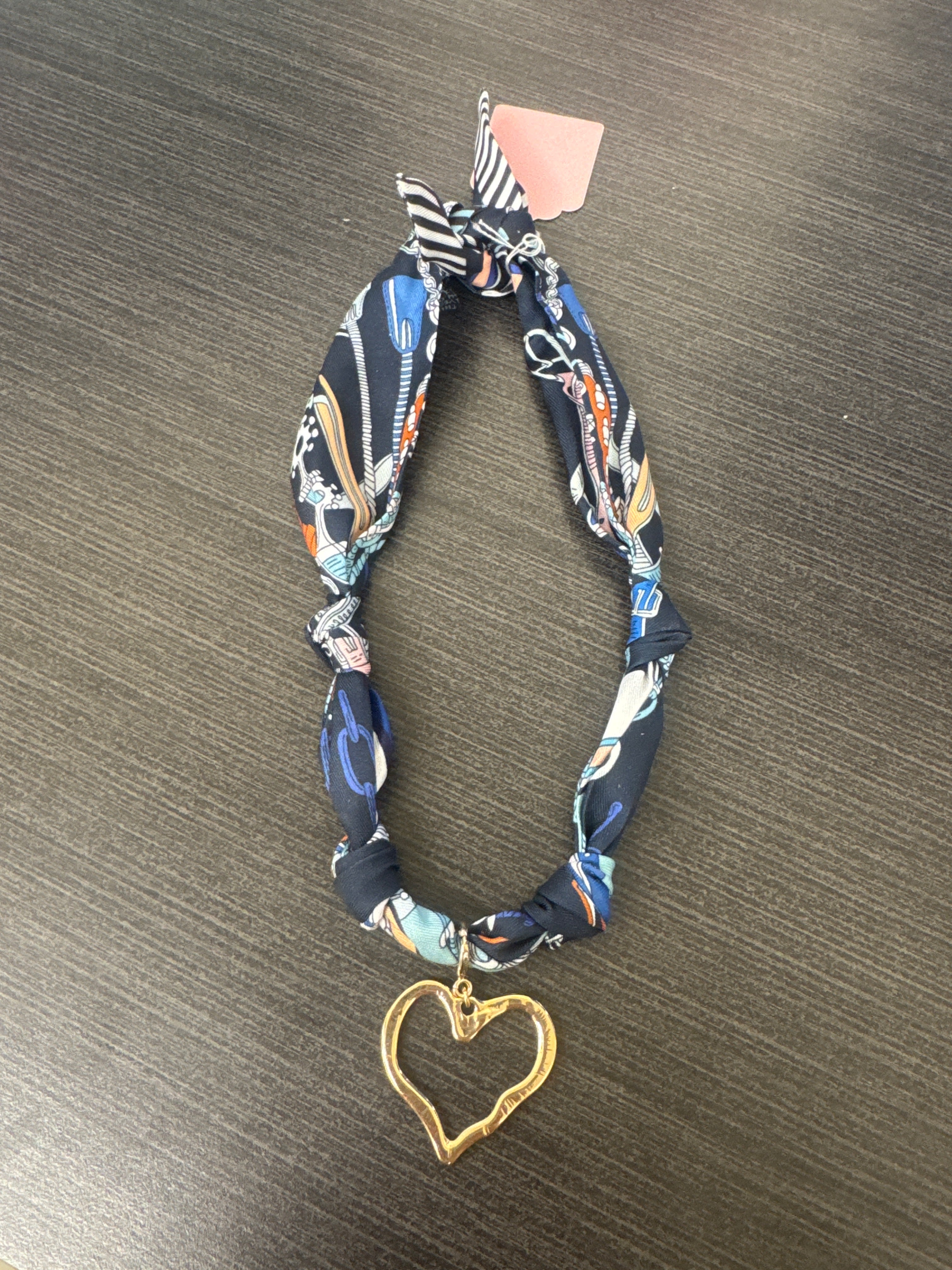 Navy Scarf Necklace