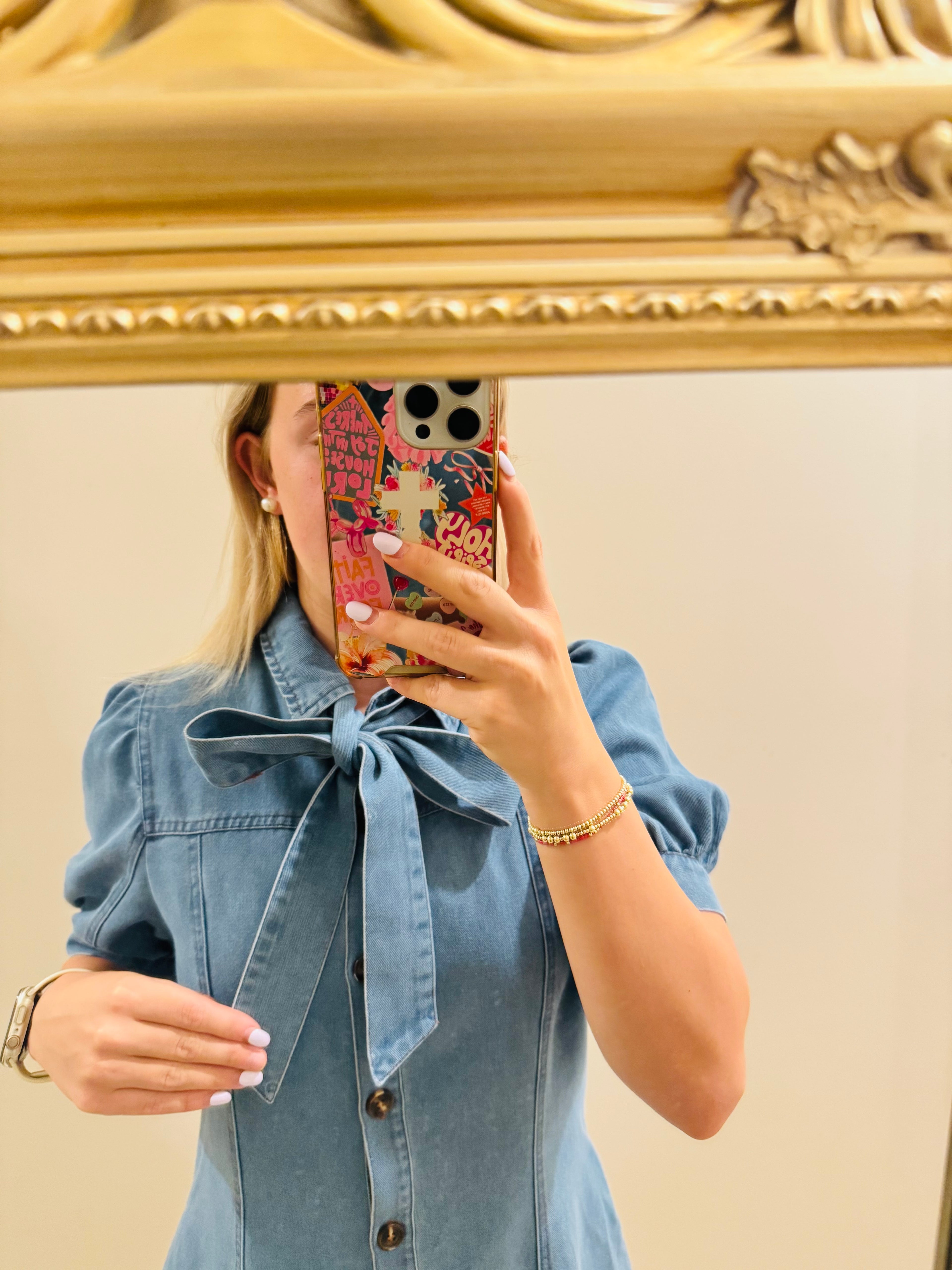 Puff Sleeve Denim Dress