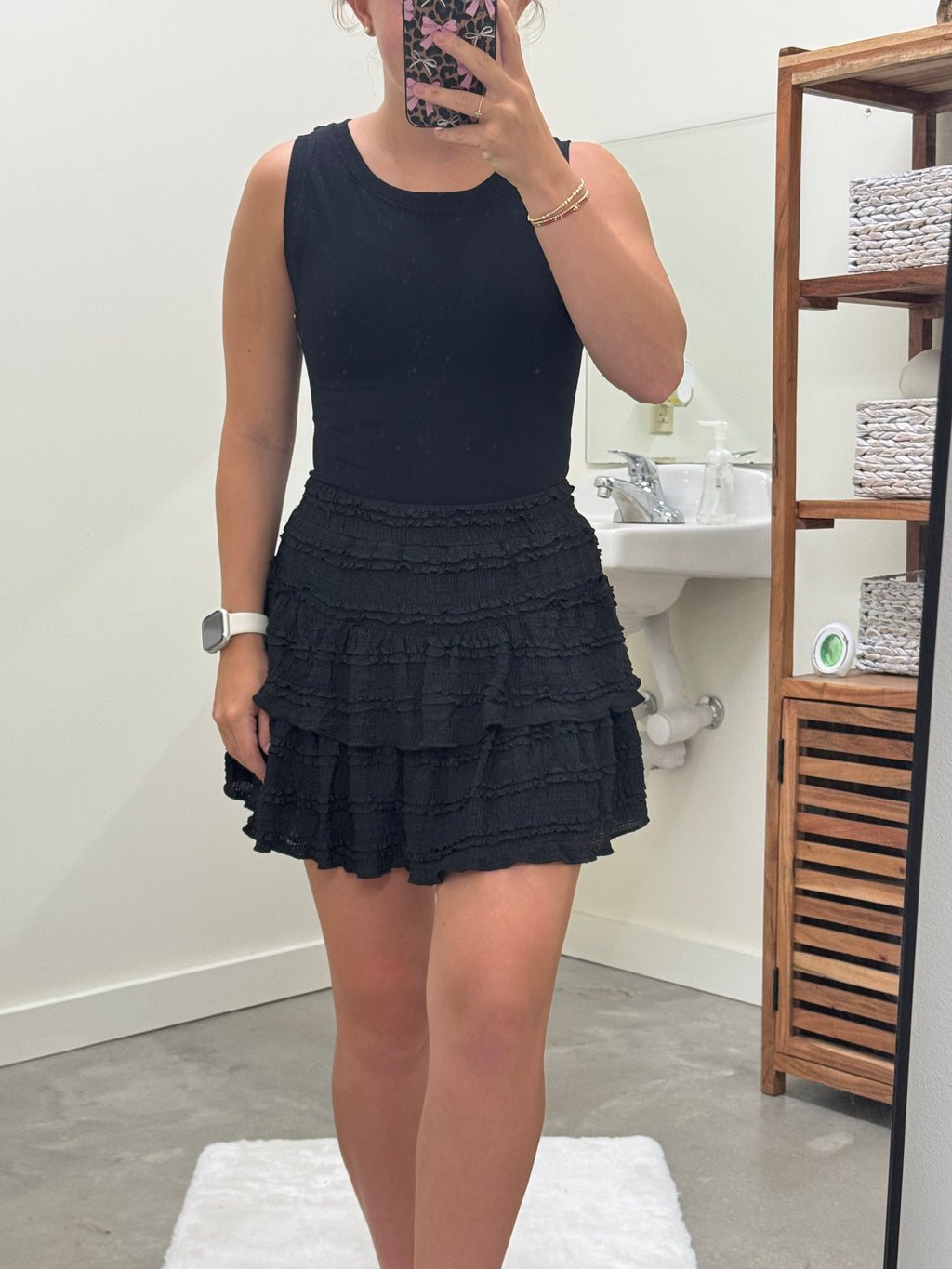 Black Layered Mini Skort