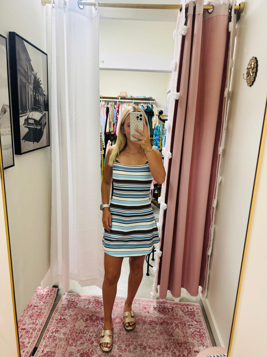 Brown and Blue Stripe Athletic Dress